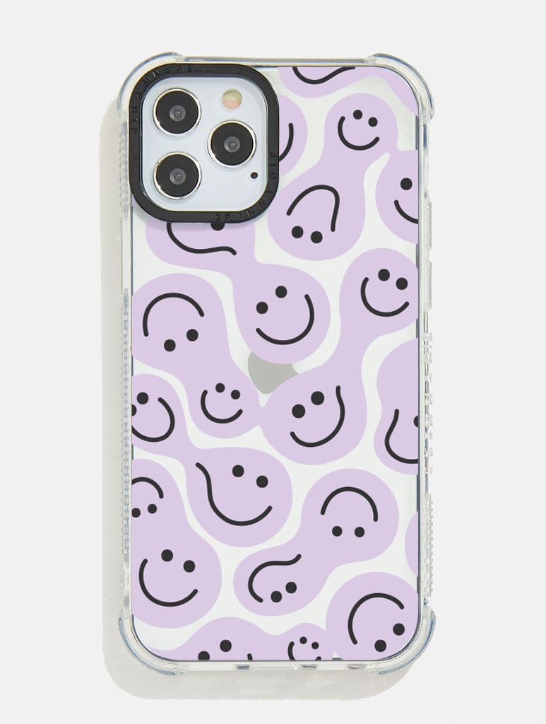 Lilac Warped Happy Face Shock i Phone Case, i Phone X/XS / 11 Pro Case