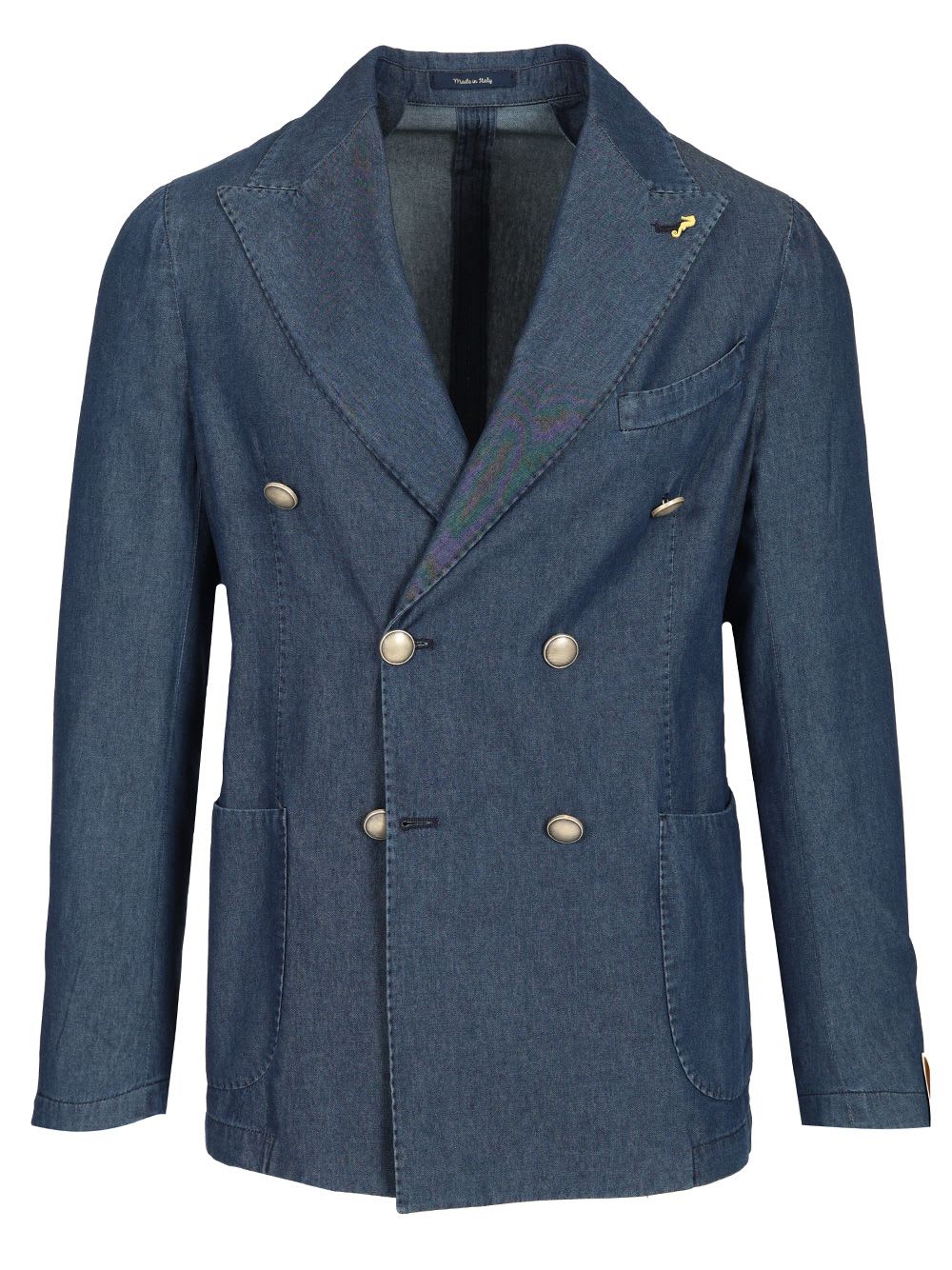 Guarinucci Double-breasted Blazer In Washed Denim