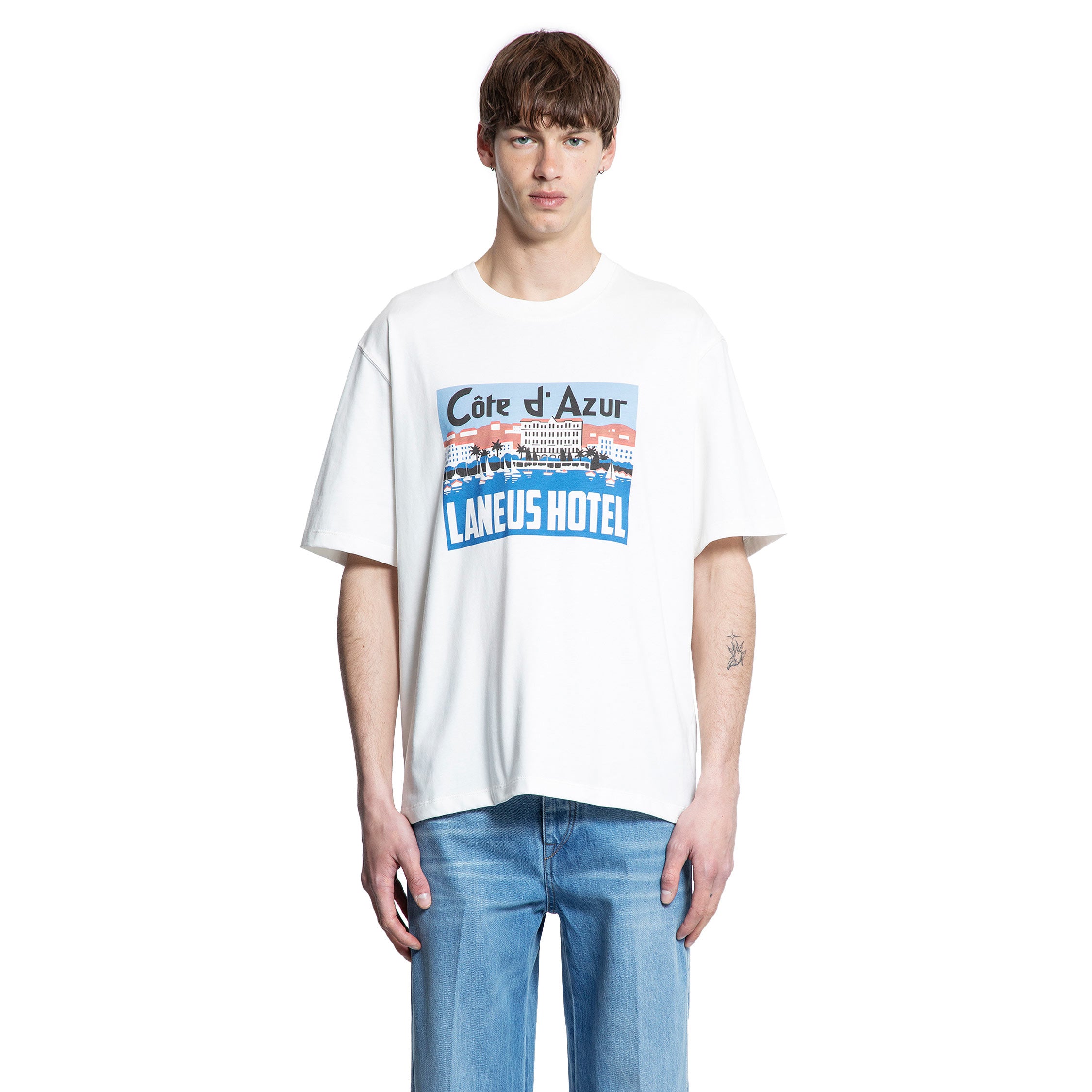 LANEUS MAN WHITE T-SHIRTS & TANK TOPS