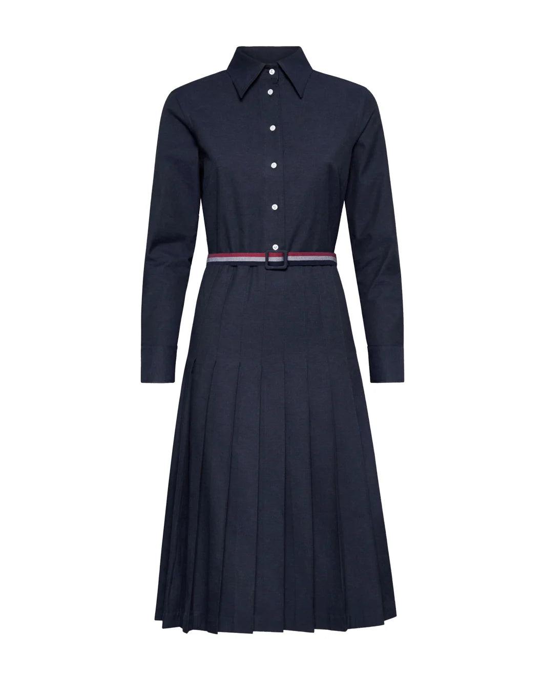 Knee Length Long Sleeve Pleated Dress