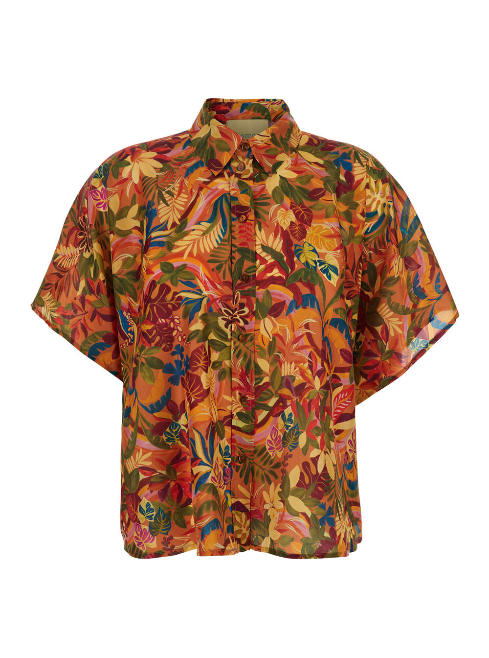 Momonì Multicolor Shirt With Classic Collar And All-over Print In Silk Woman