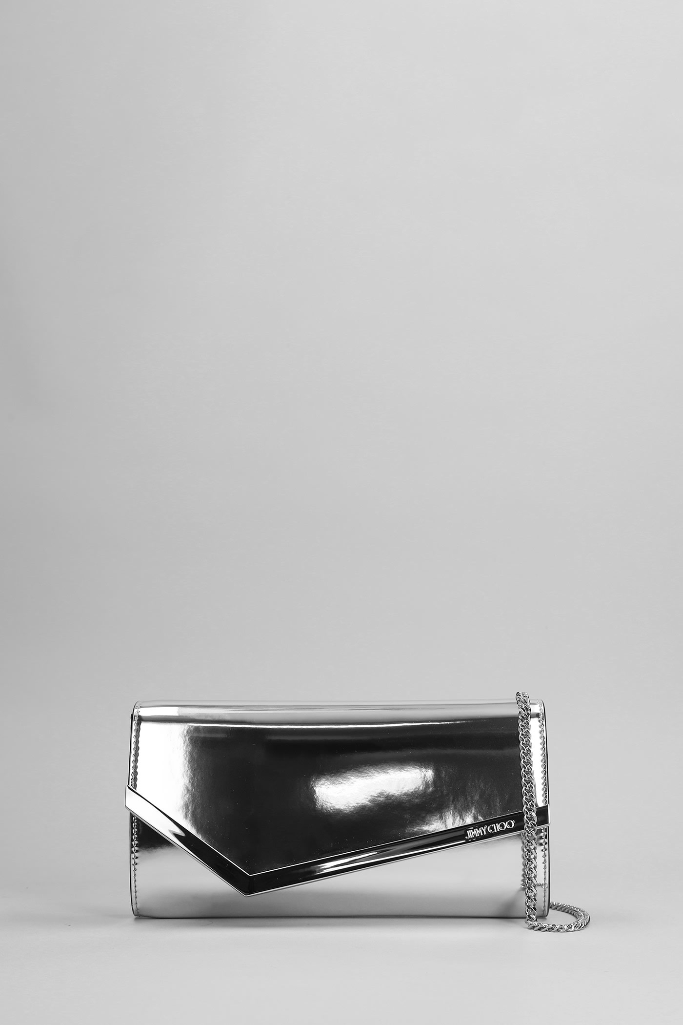 Jimmy Choo Emmie 银色皮革手拿包