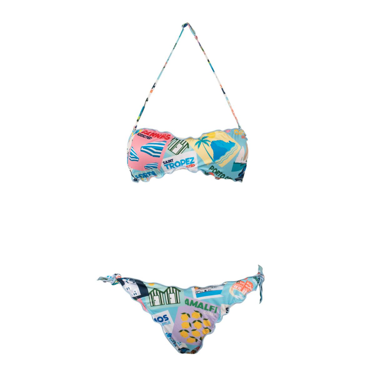 MC2 Saint Barth Bandeau Bikini With Postcard Print