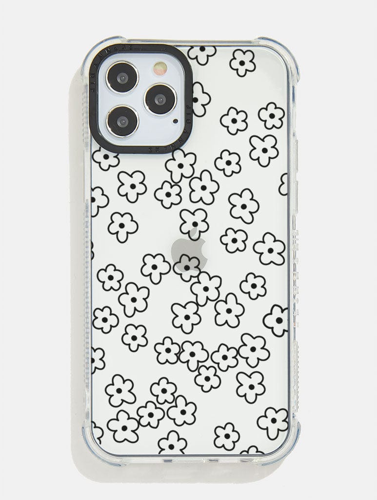 Black Flower Shock Case, i Phone 16 Case
