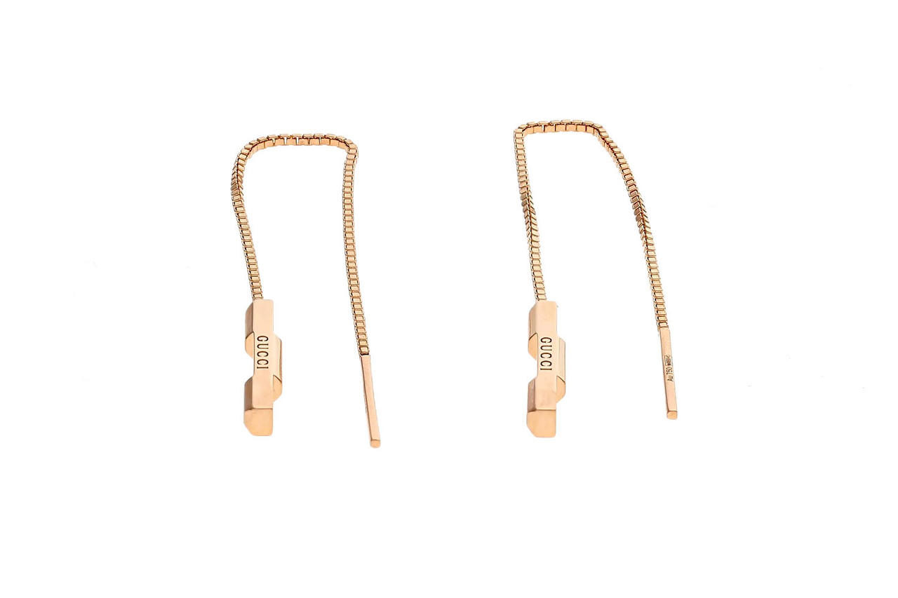 GUCCI 18K Rose Gold Gucci Link To Love Long Pendant Earrings YBD66211500200U