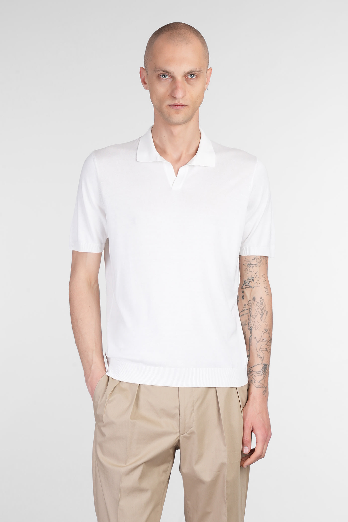 Tagliatore 0205 Keith 白色丝绸Polo衫
