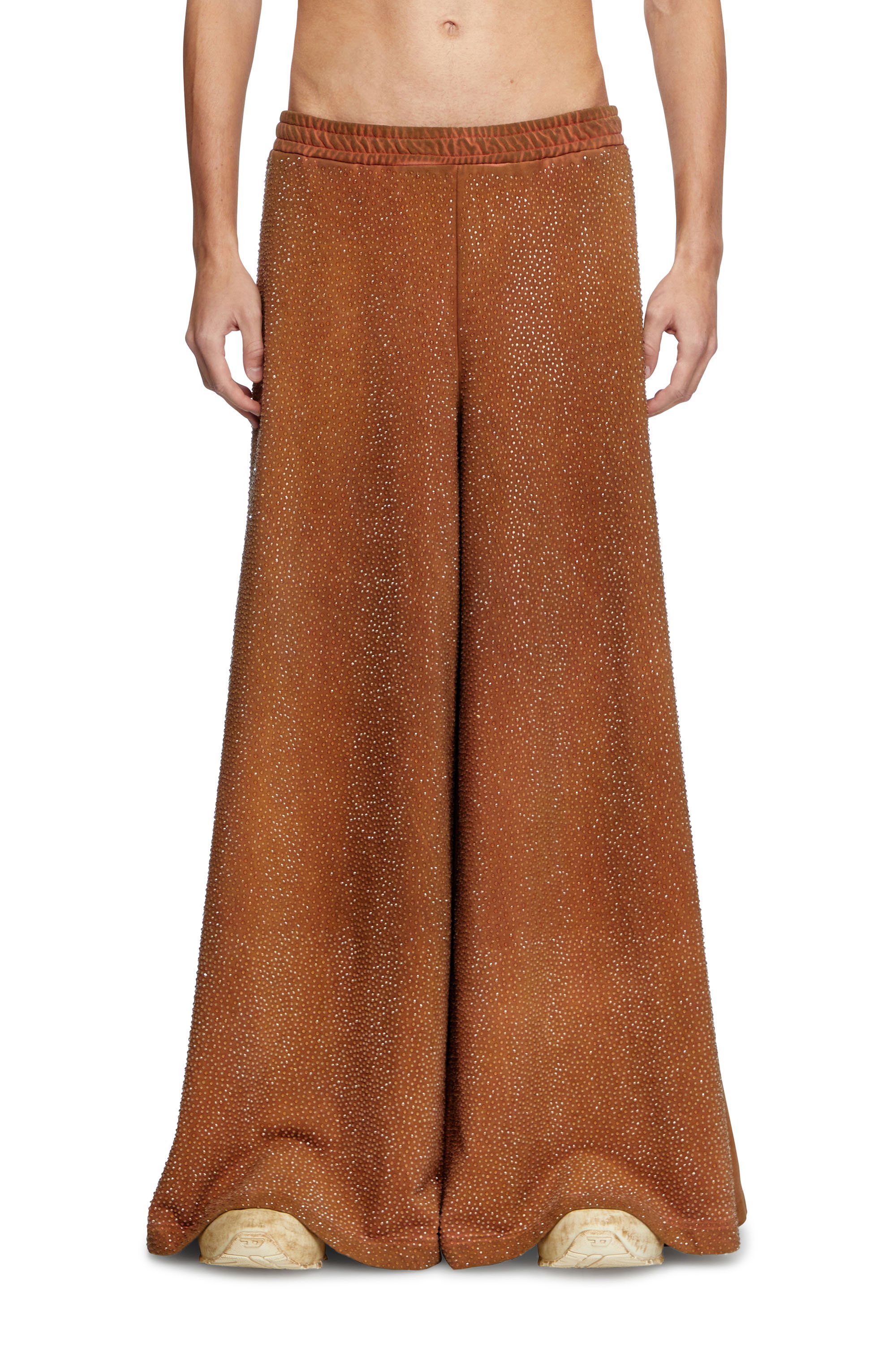 Diesel - Wide-leg sweatpants with crystals - Pants - Unisex - Brown