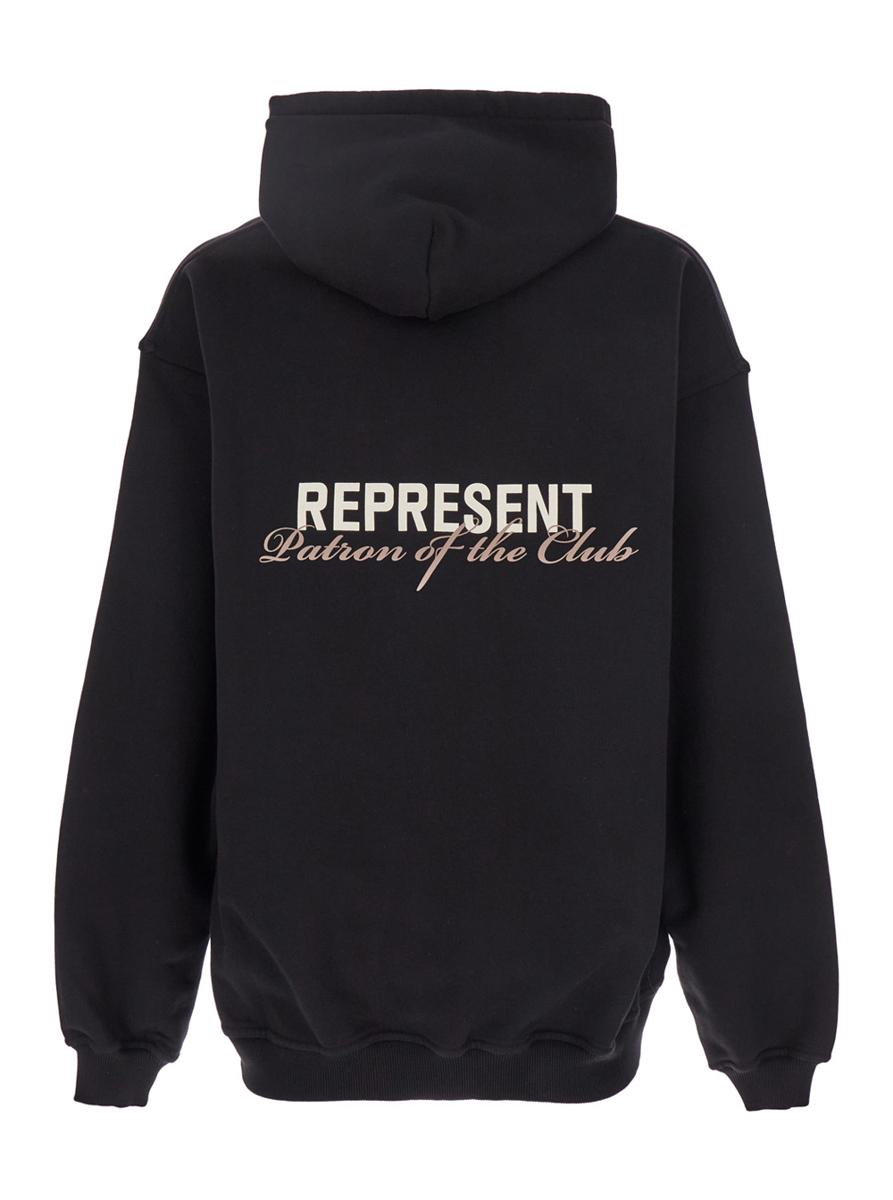 'Patron Of The Club' 黑色连帽卫衣 前后logo印花 棉质 男士款
