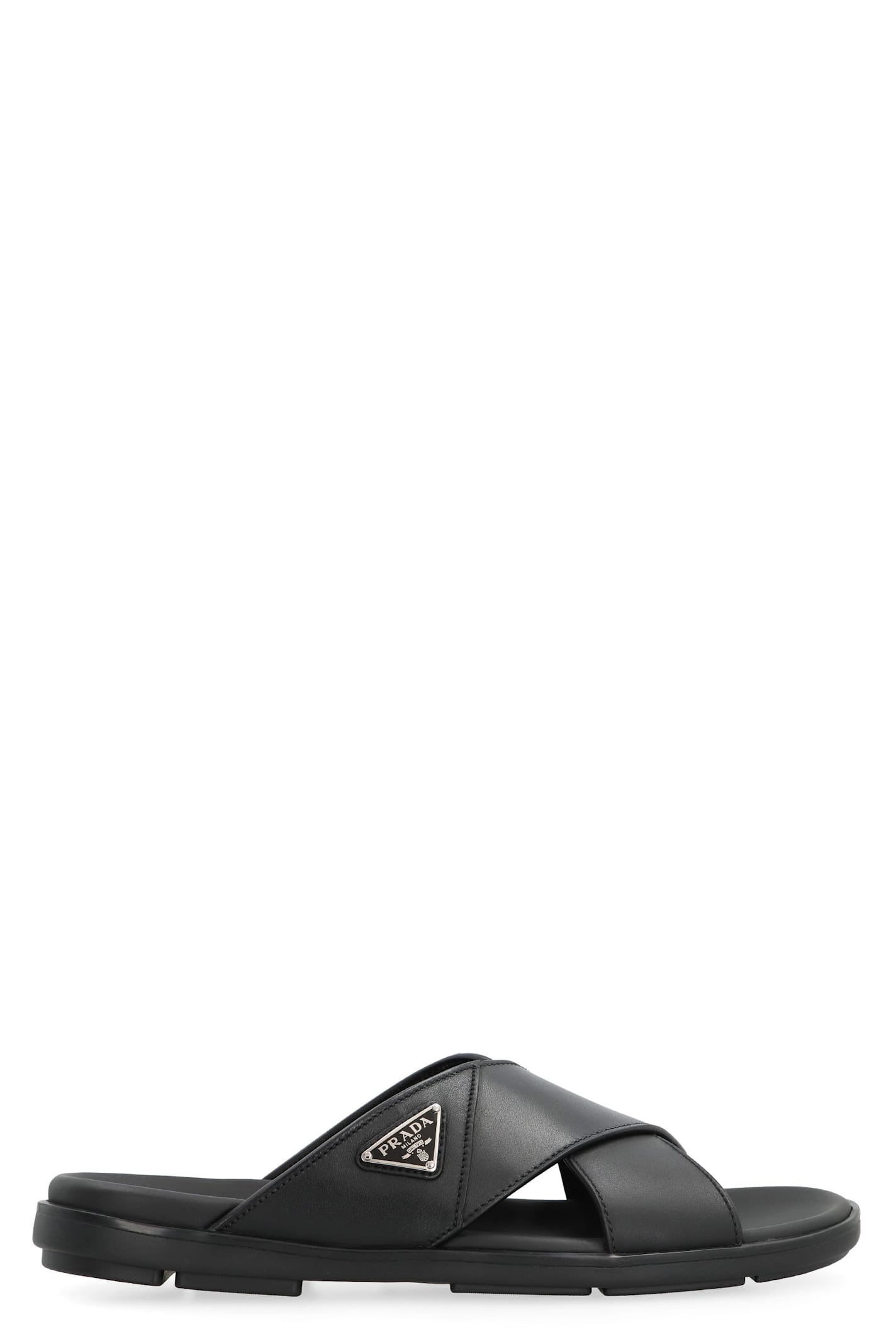 Prada 带logo皮革拖鞋