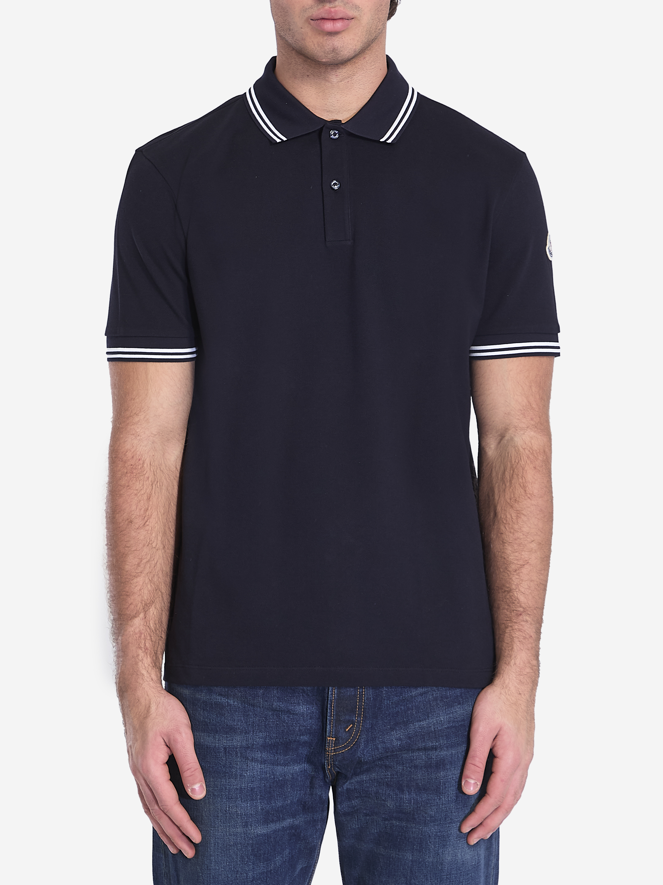 Striped trim polo shirt
