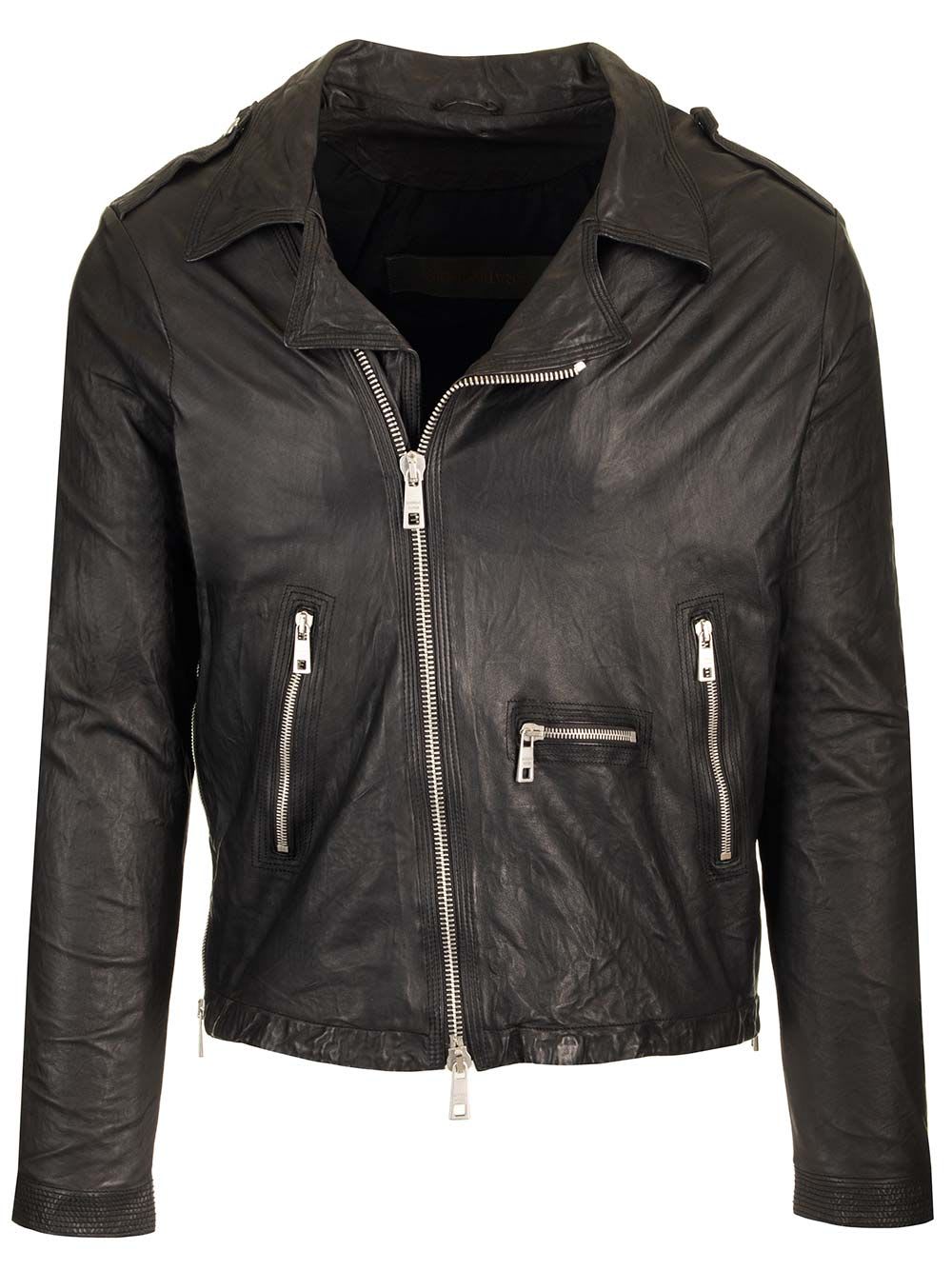 Giorgio Brato Lamb Leather Biker Jacket