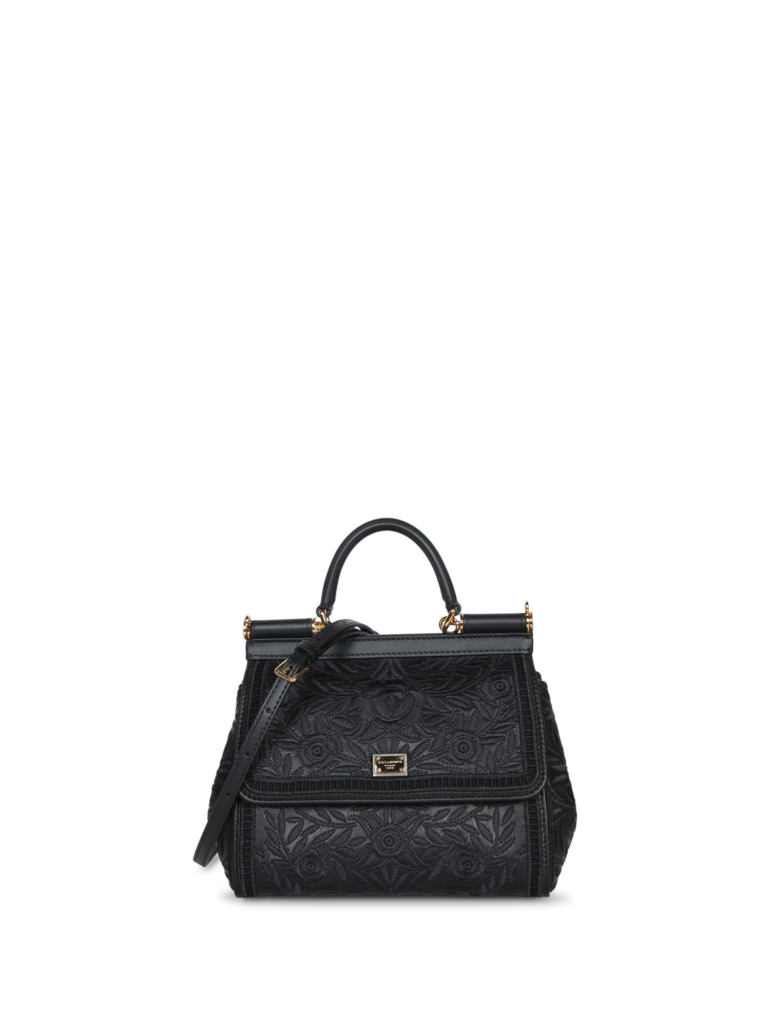 Dolce & Gabbana Black Leather Medium Sicily Handbag