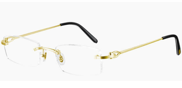 Cartier Gold Rectangular Rimless Optical Unisex Eyewear CT0045O 002