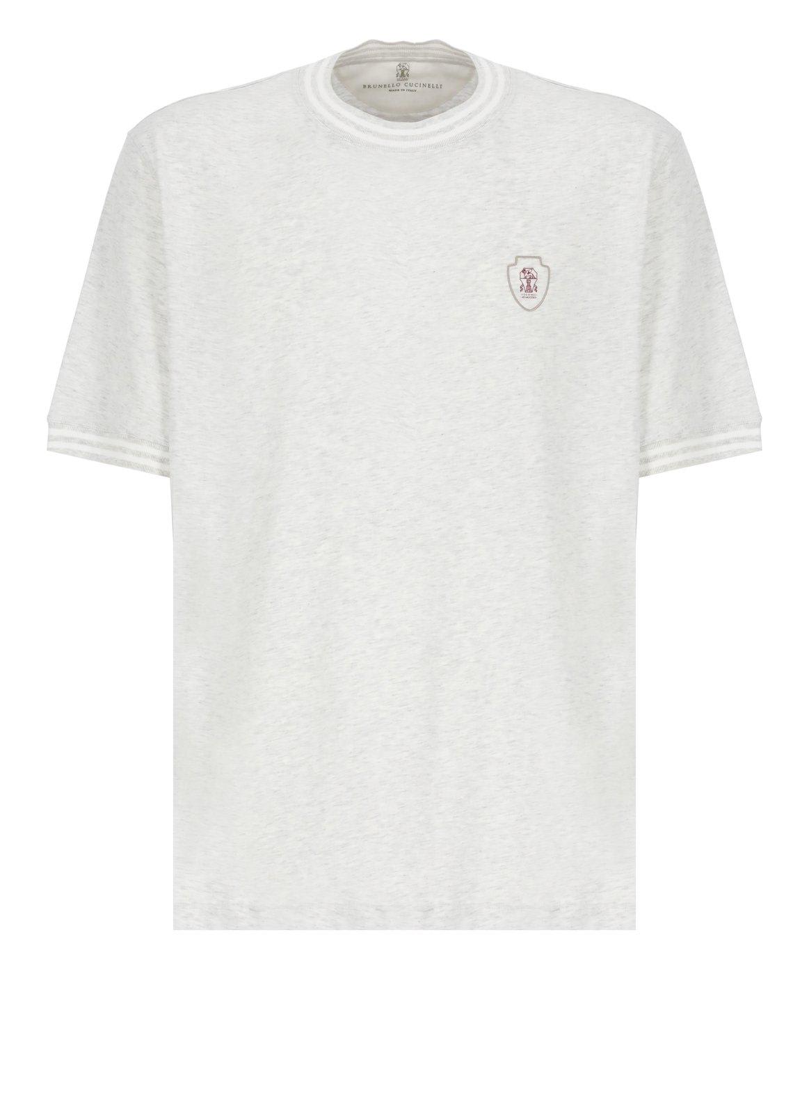 Brunello Cucinelli Logo Embroidered Crewneck T-shirt
