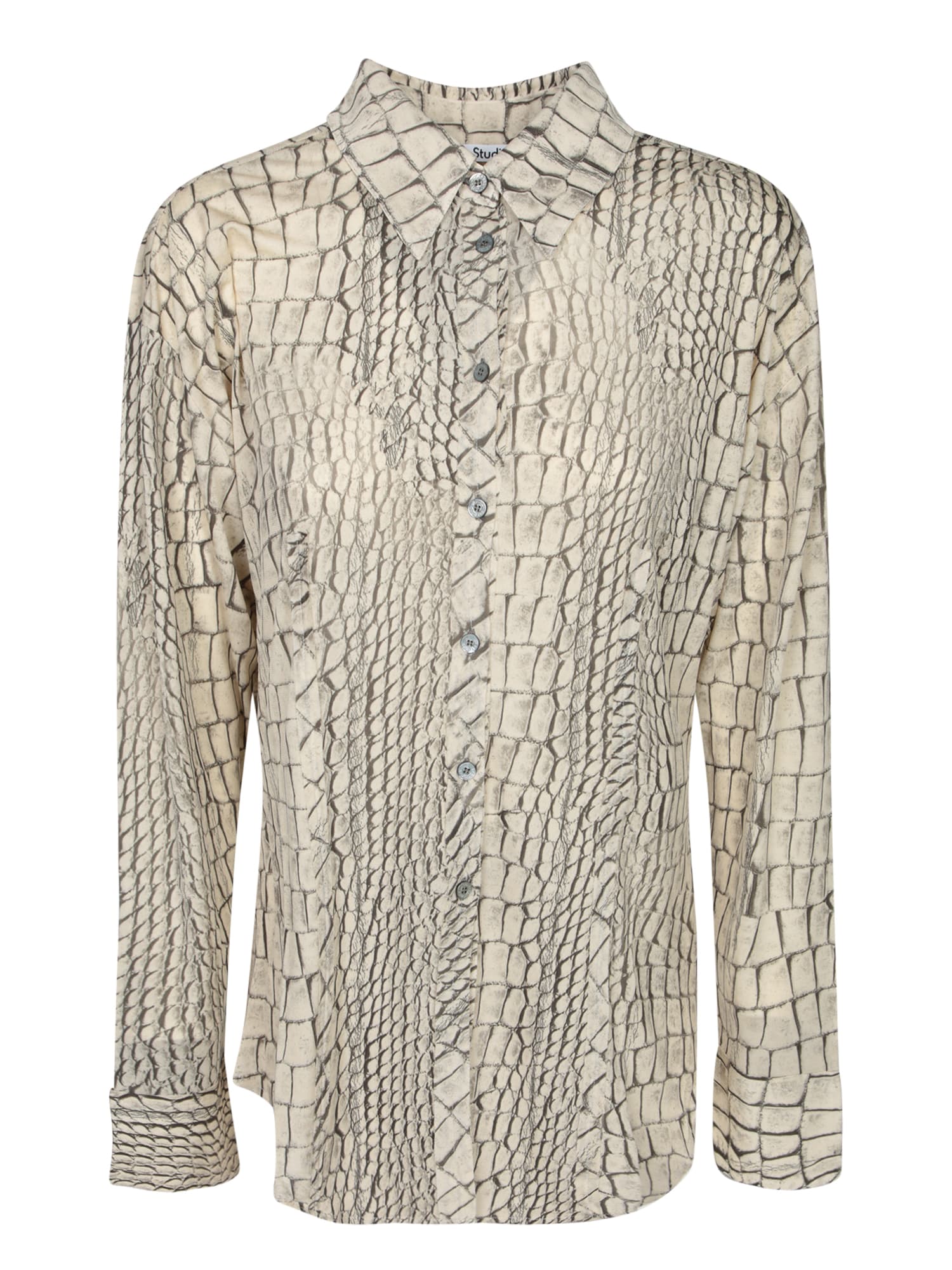 Acne Studios Grey Satin Animalier Shirt