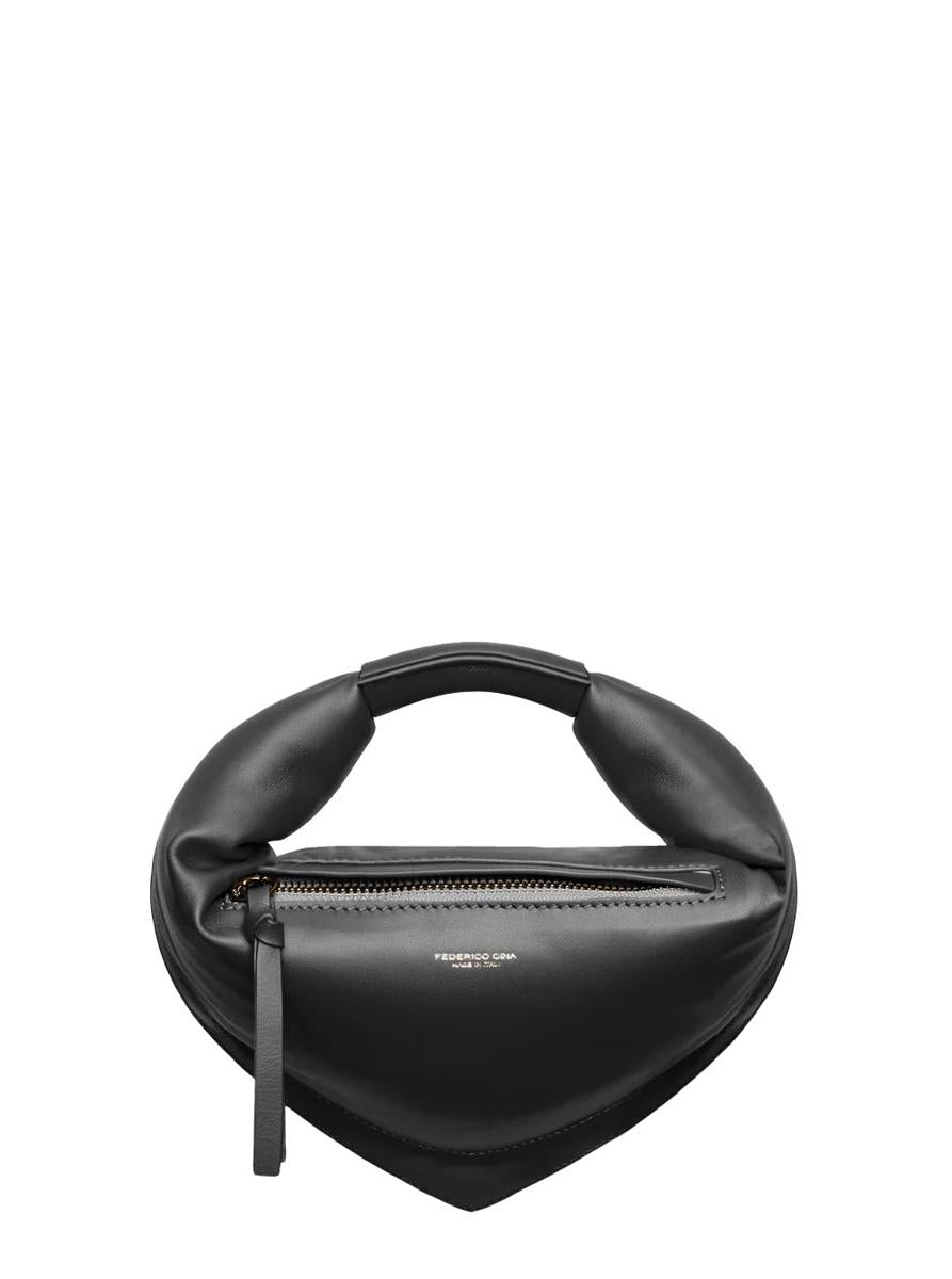 'Tortellino' Black Mini Handbag With Adjustable And Removable Shoulder Strap And Logo Lettering On The Front In Leather Woman