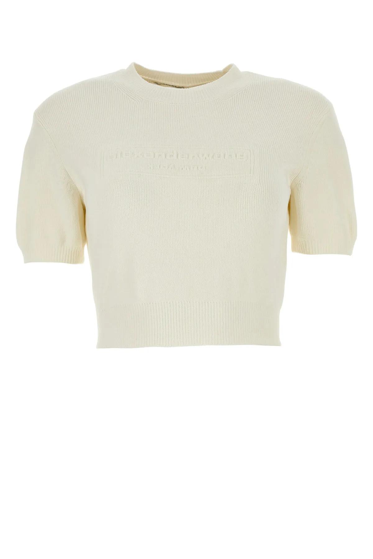 Alexander Wang 象牙白弹力聚酯纤维混纺针织衫