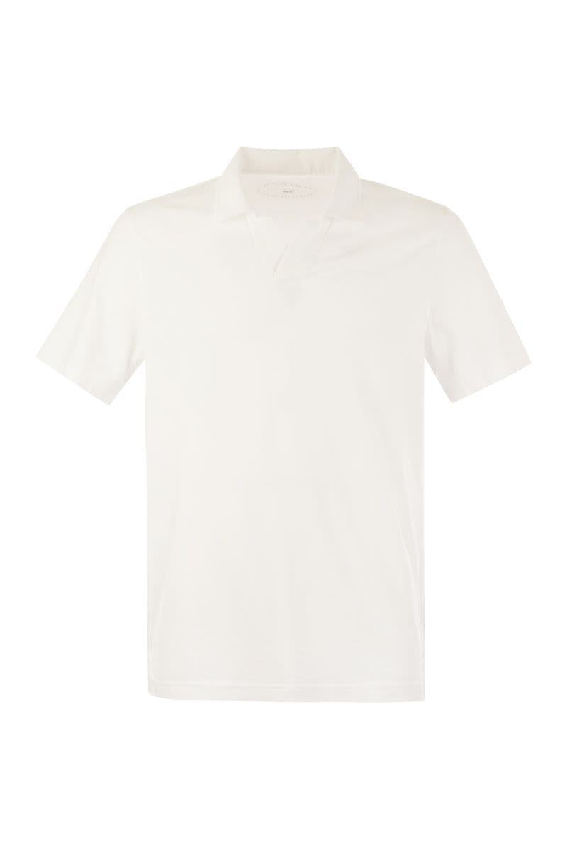 Fedeli Cotton Polo Shirt With Open Collar