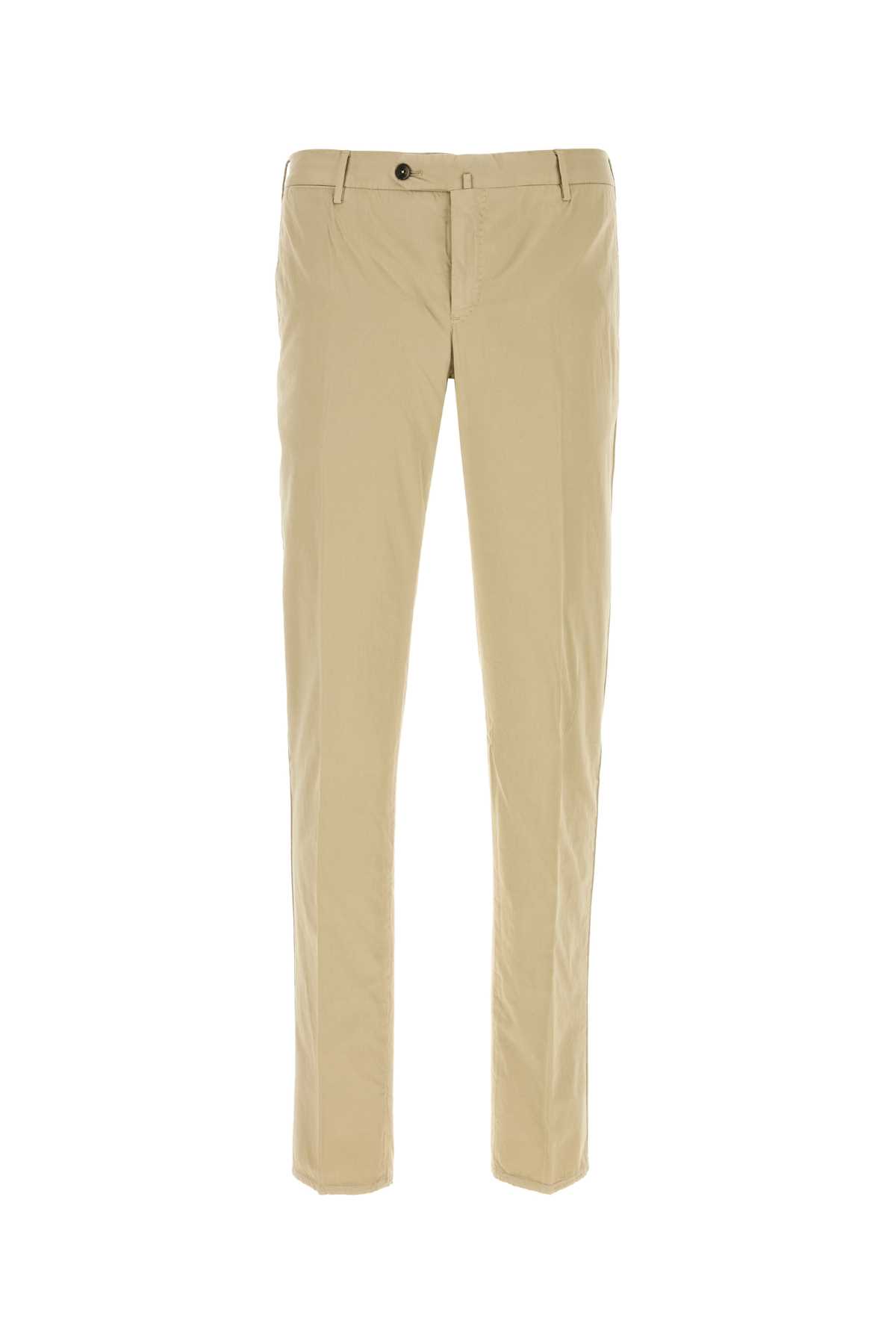PT Torino Beige Stretch Cotton Blend Silkochino Pant