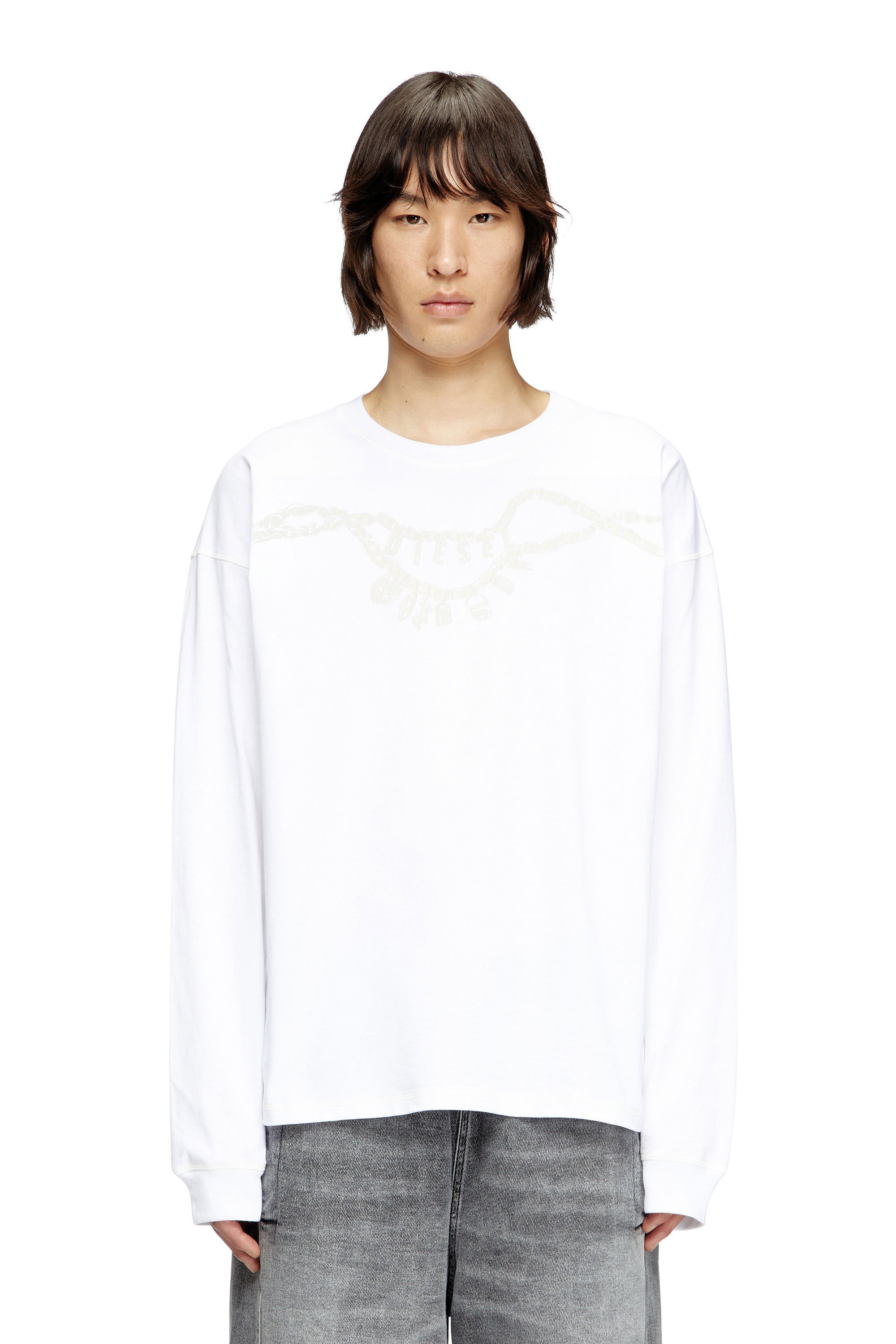Diesel - Long-sleeve T-shirt with charm necklace print - T-Shirts - Unisex - White