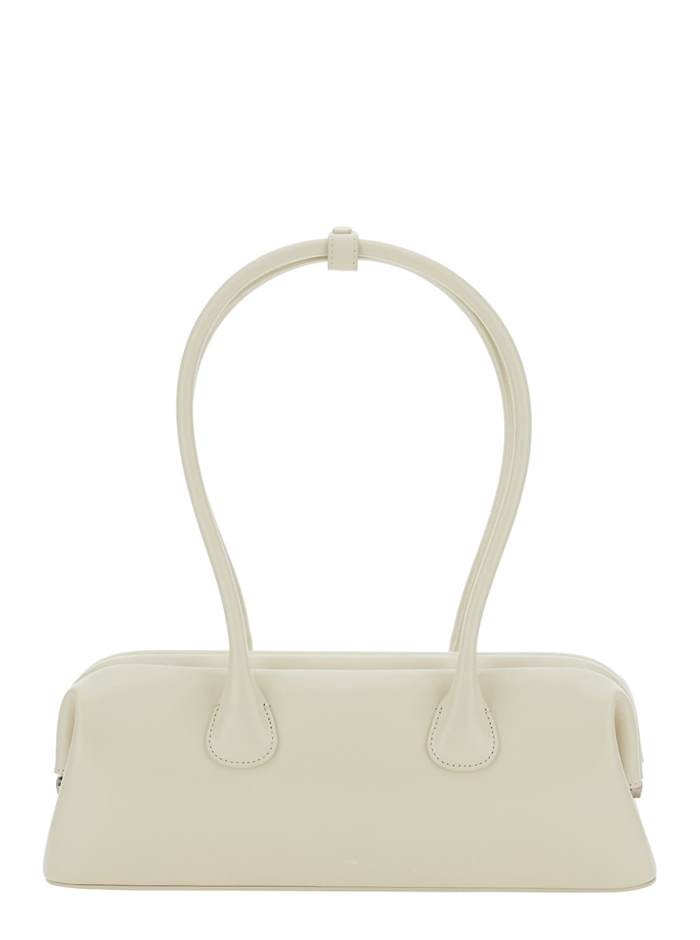 OSOI boat White Shoulder Bag With Round Handles And Lettering Logo On The Front In Leather Woman