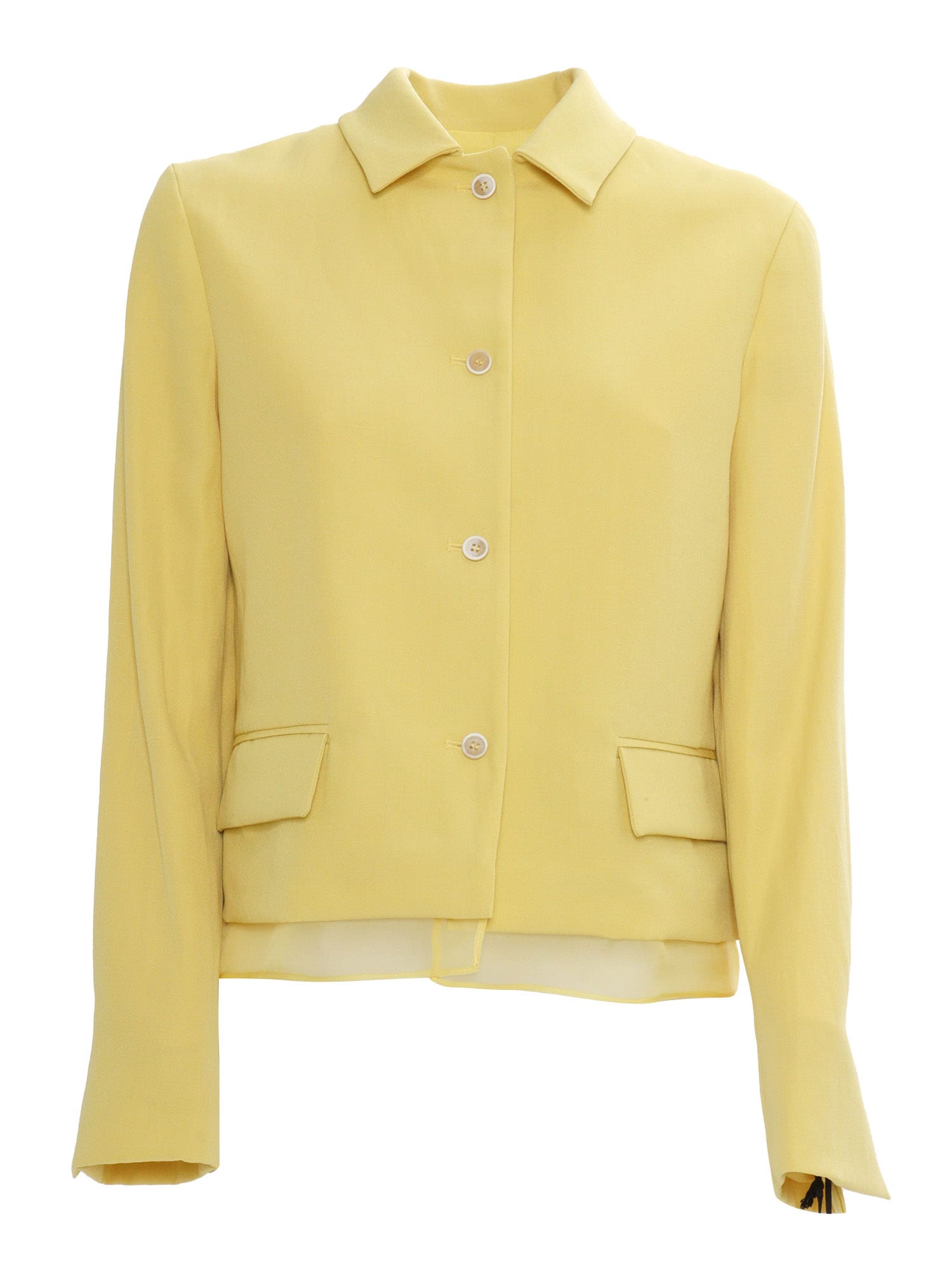 Fabiana Filippi Wool Linen Hopsack Fitted Jacket With Organza Band
