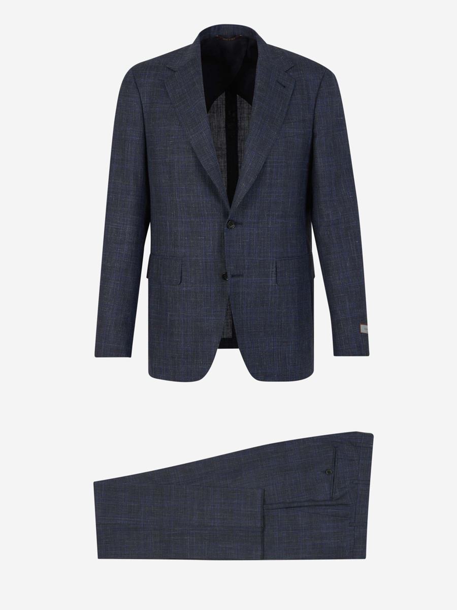 Canali 羊毛纹理西装