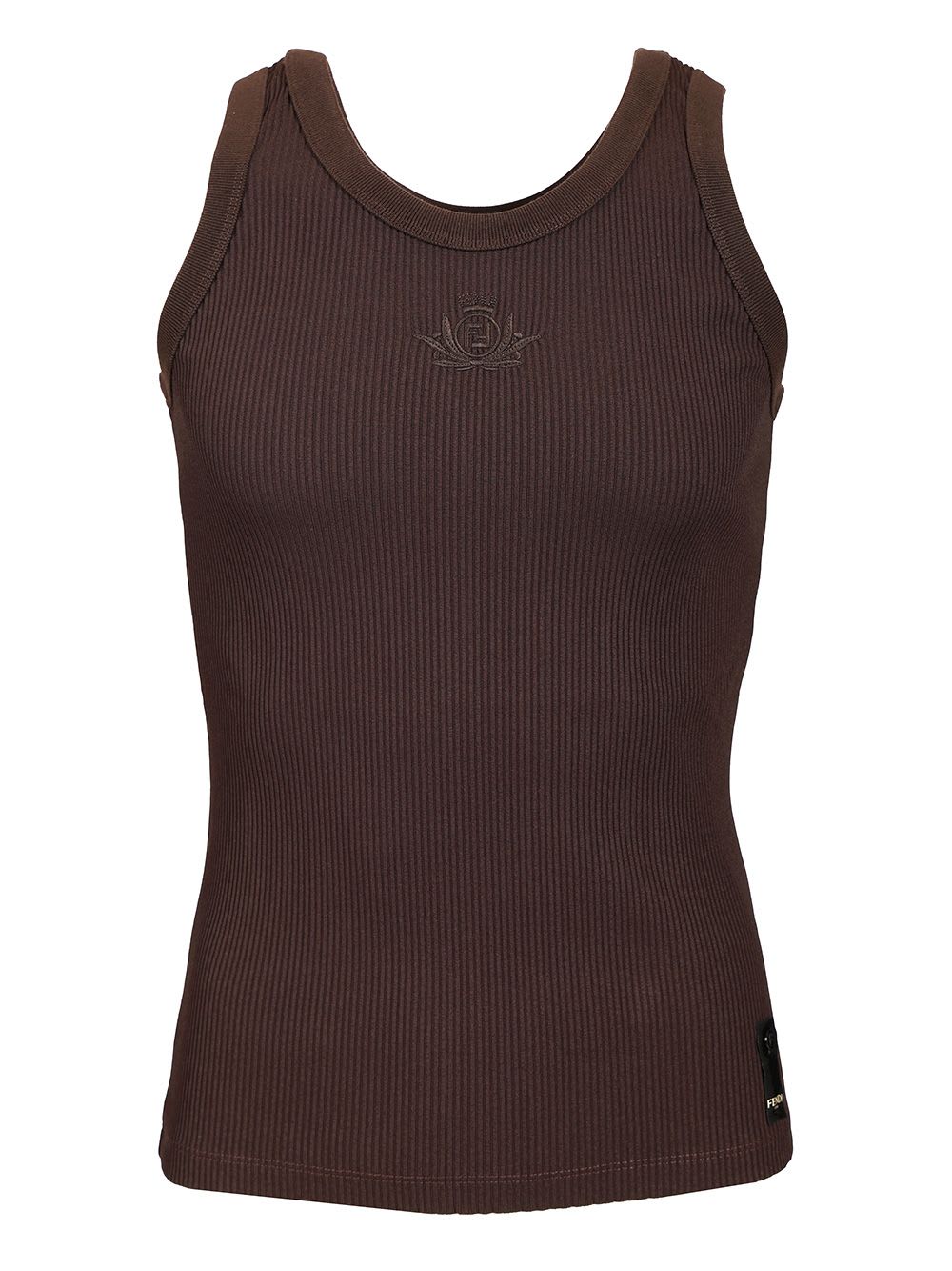 Fendi Look 30 Adv Top Ribbed Jersey Ff Club Crest Brown
