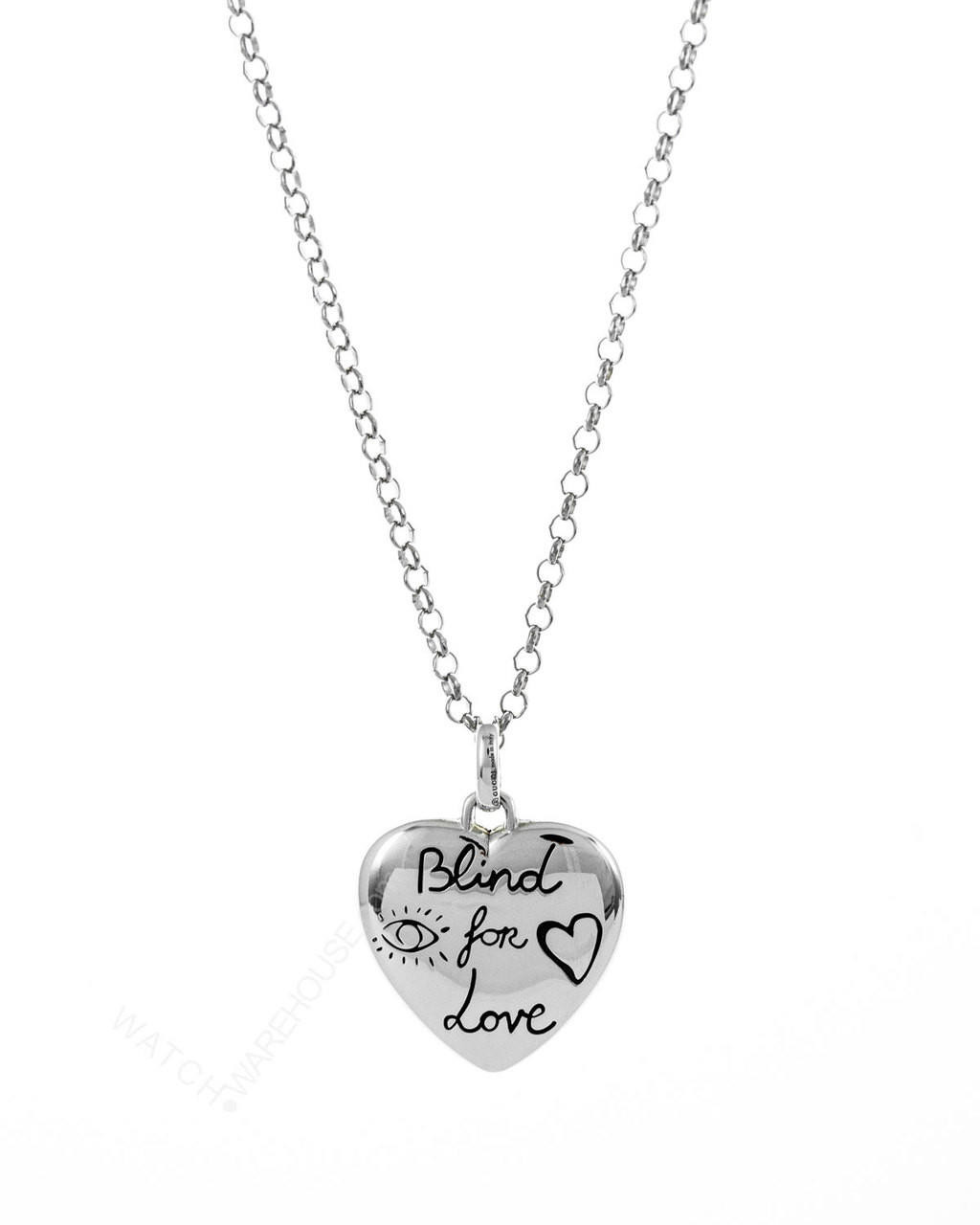 GUCCI Blind For Love Heart SS Necklace YBB455542001 / YBB45554200100U
