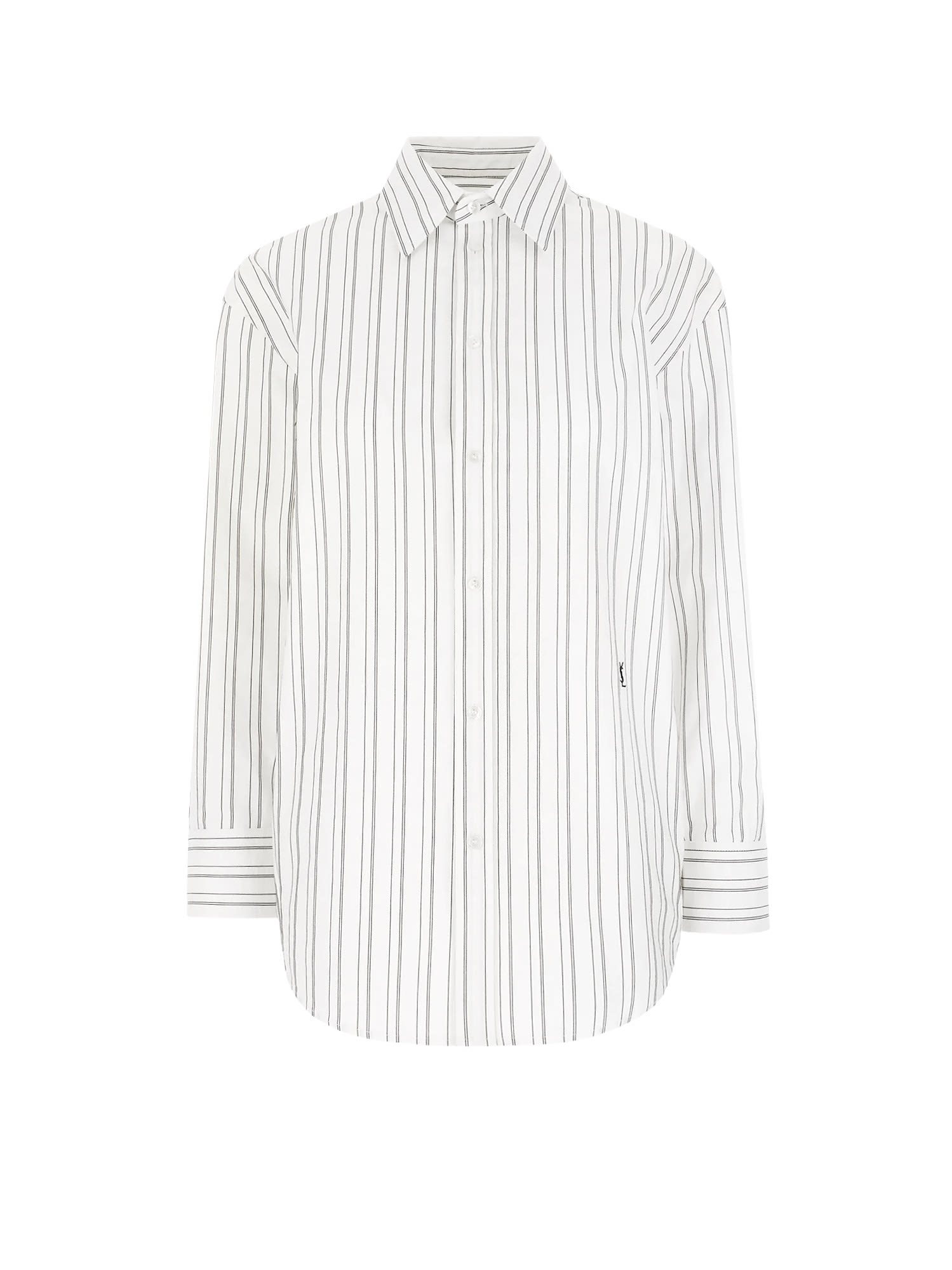 Saint Laurent 条纹认证棉衬衫 字母组合刺绣