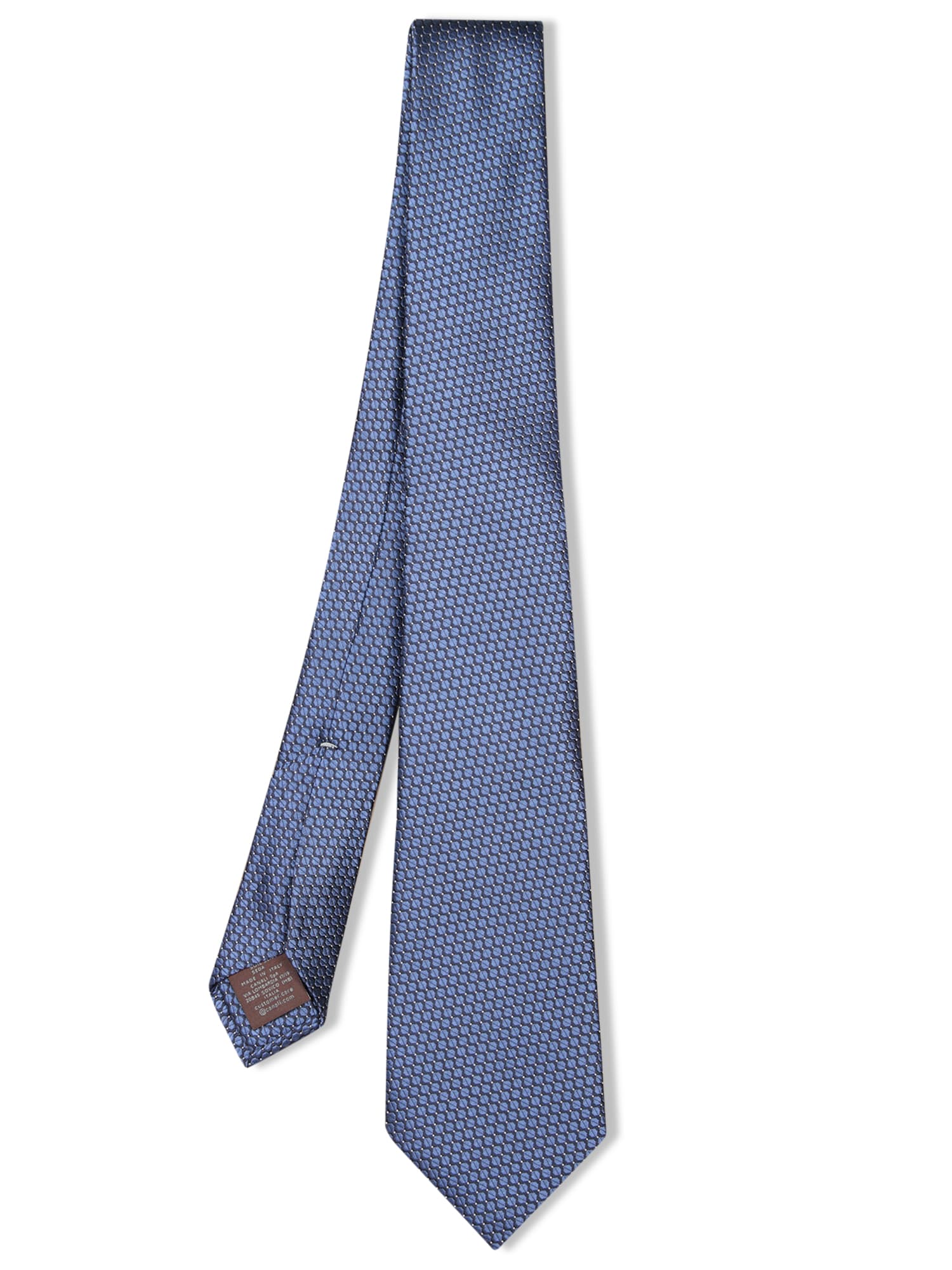 Canali 迷你波点蓝黑领带