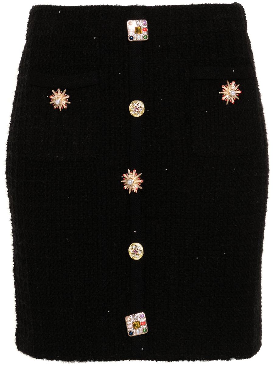 Self-Portrait Black Jewel Button Knit Mini Skirt Clothing