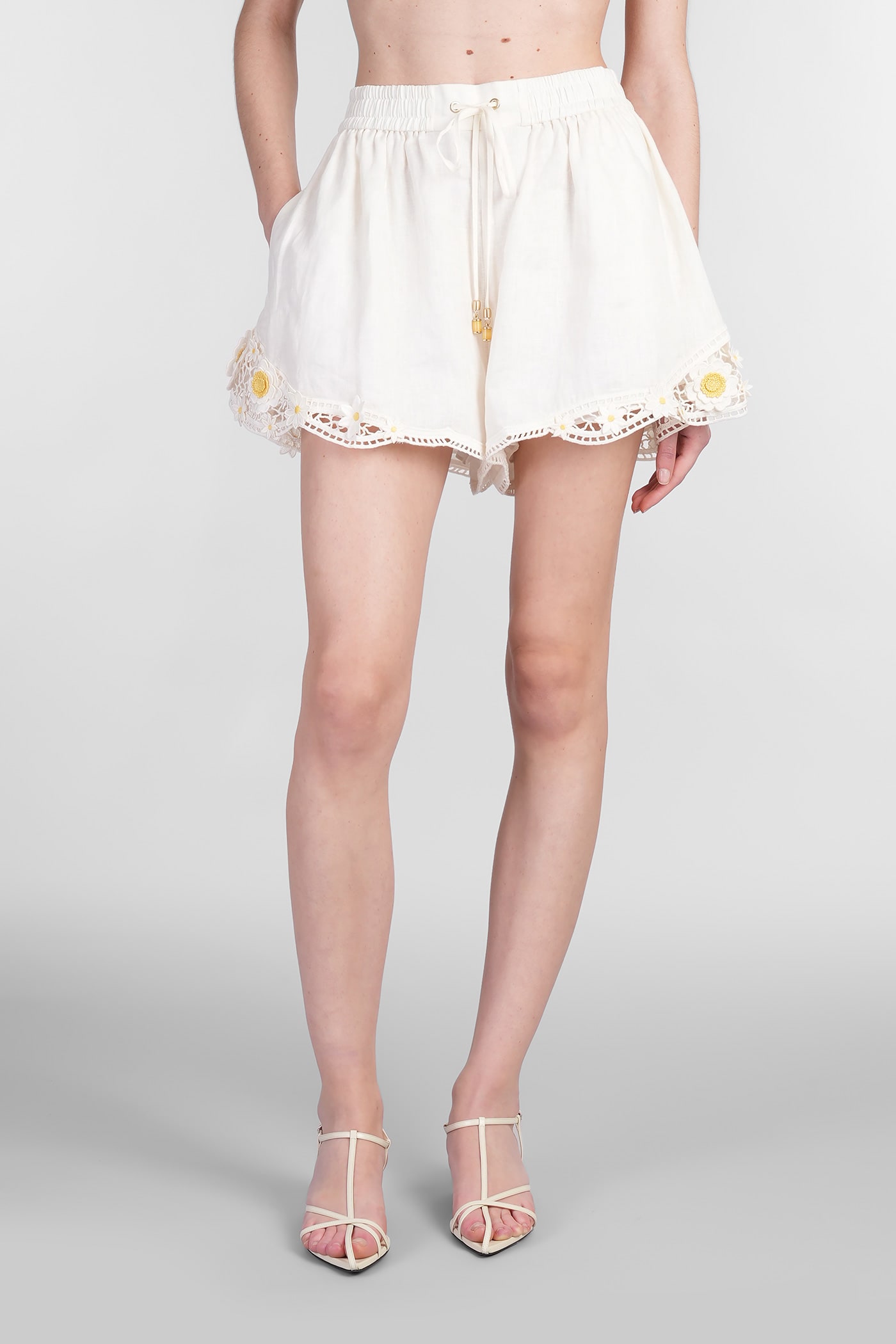 Zimmermann 米色亚麻短裤