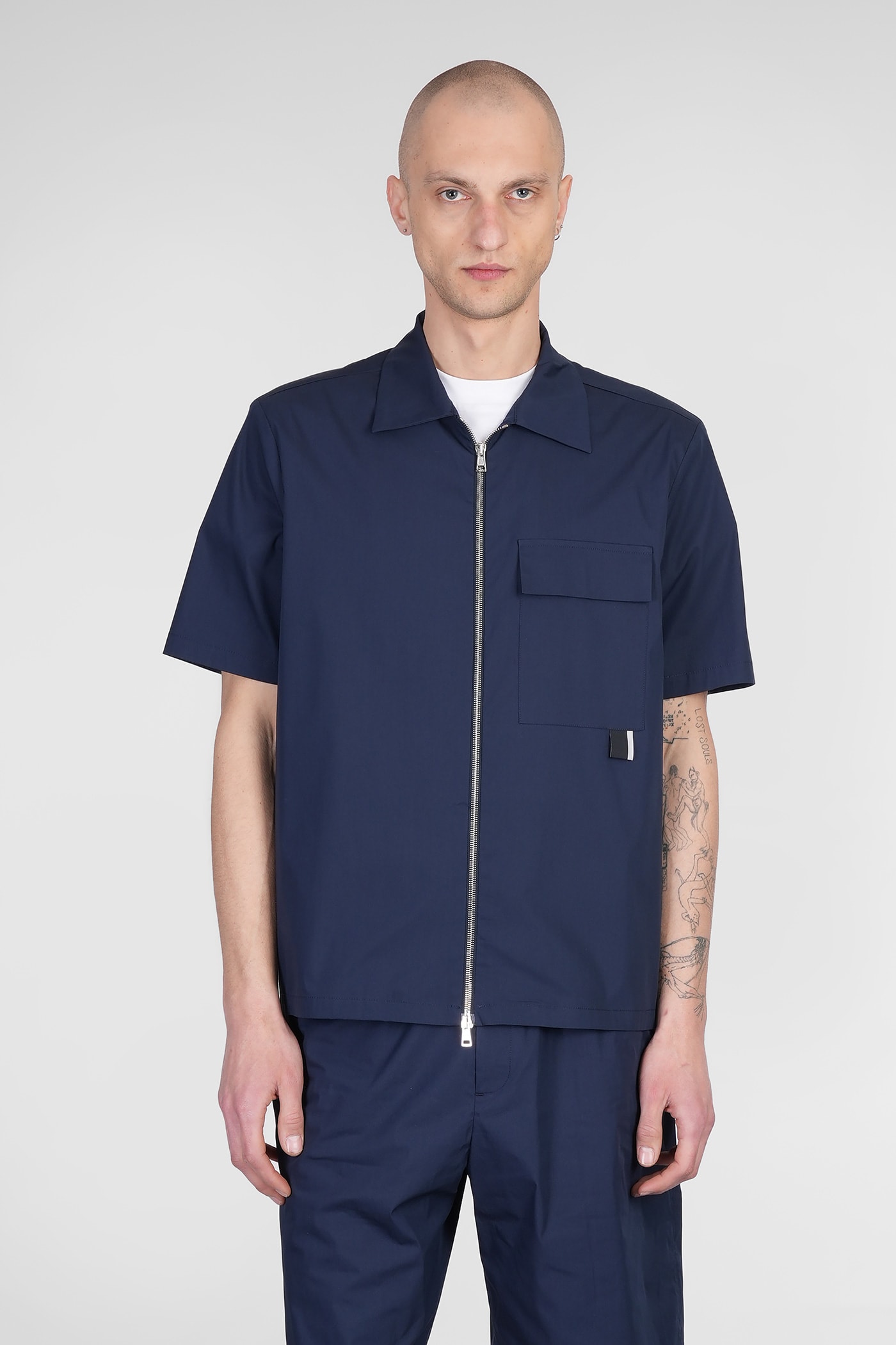 Low Brand S153 Shirt In Blue Cotton