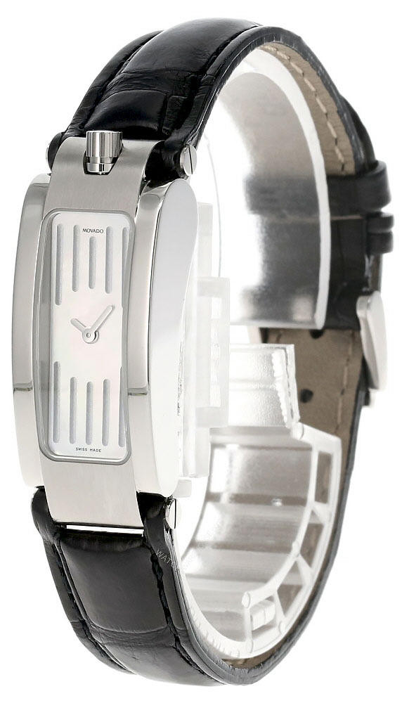 MOVADO 15.5MM Mother of Pearl Dial Black LTHR Women's Watch 84-H4-1400.S