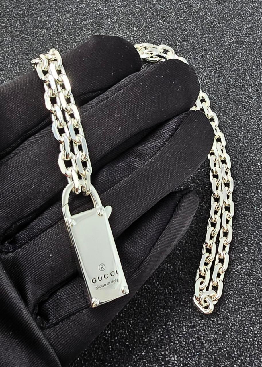 GUCCI Trademark Sterling Silver Padlock Necklace YBB79634200100U