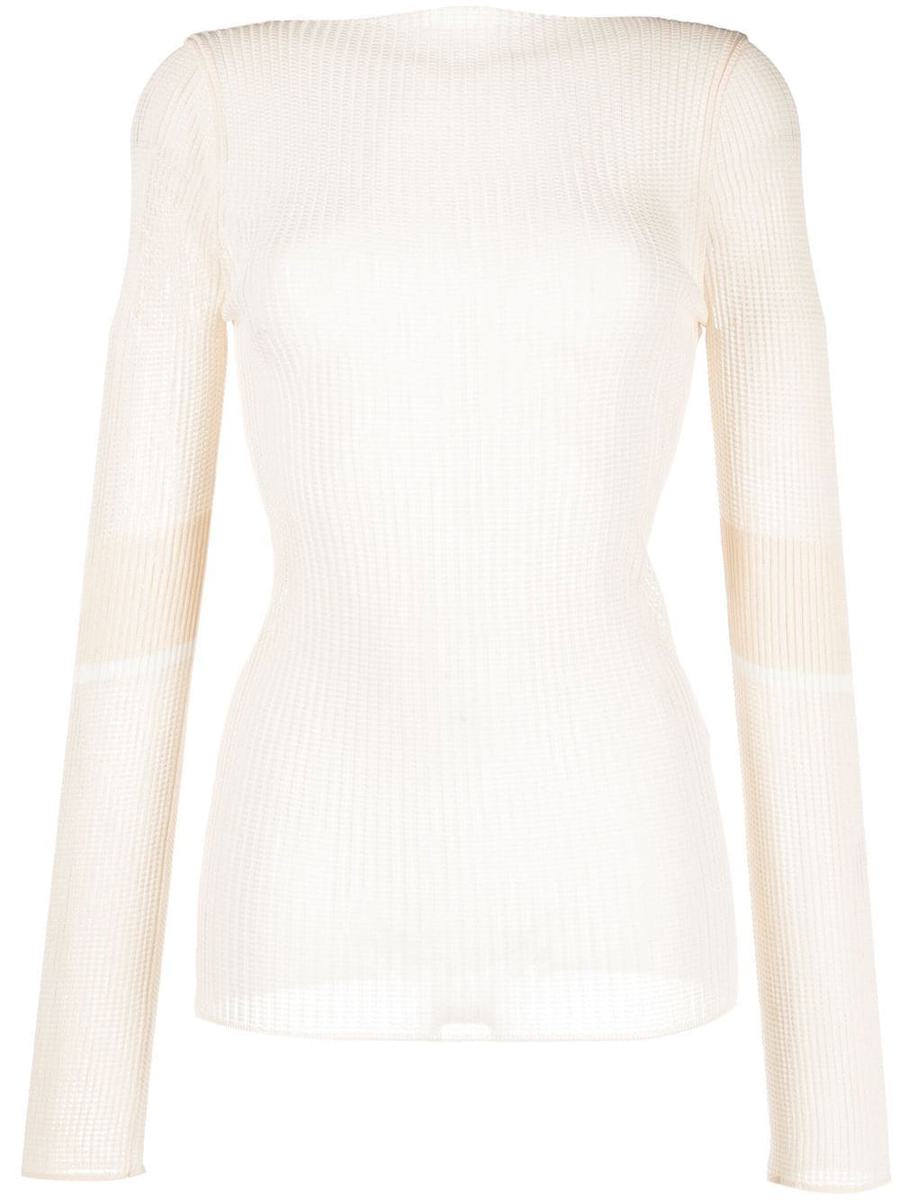 Low Classic Transparent Yarn Boat-Neck Knit Clothing