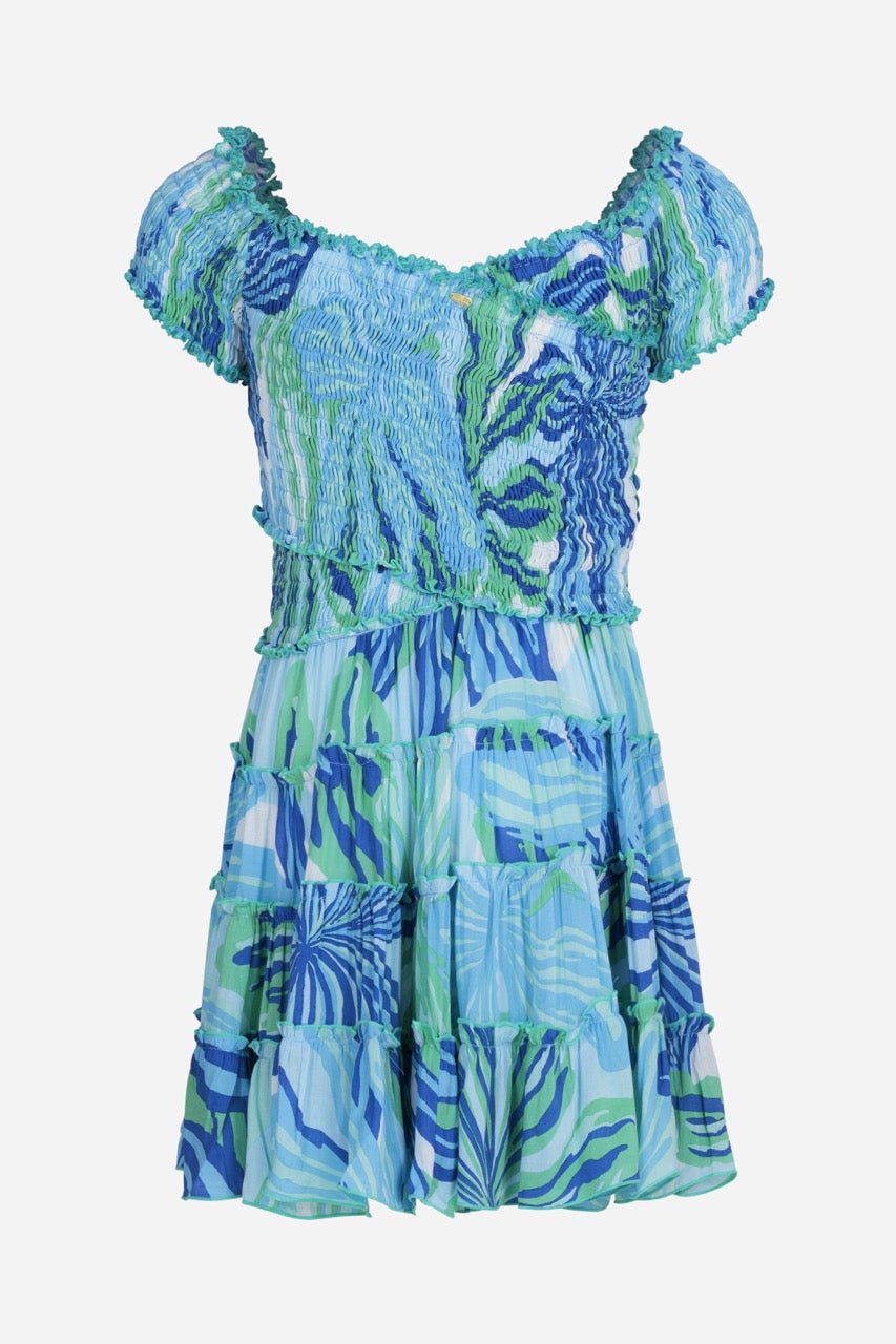 Mini Dress Soledad for girls - Blue Seaweed