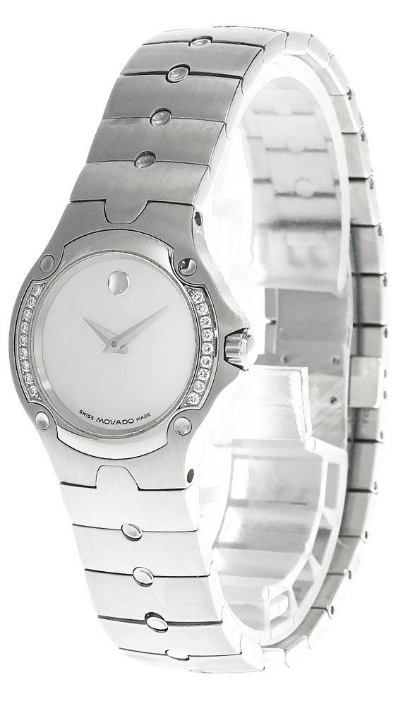 MOVADO 27MM Quartz SS Diamond MOP Dial Women's Watch 0604483