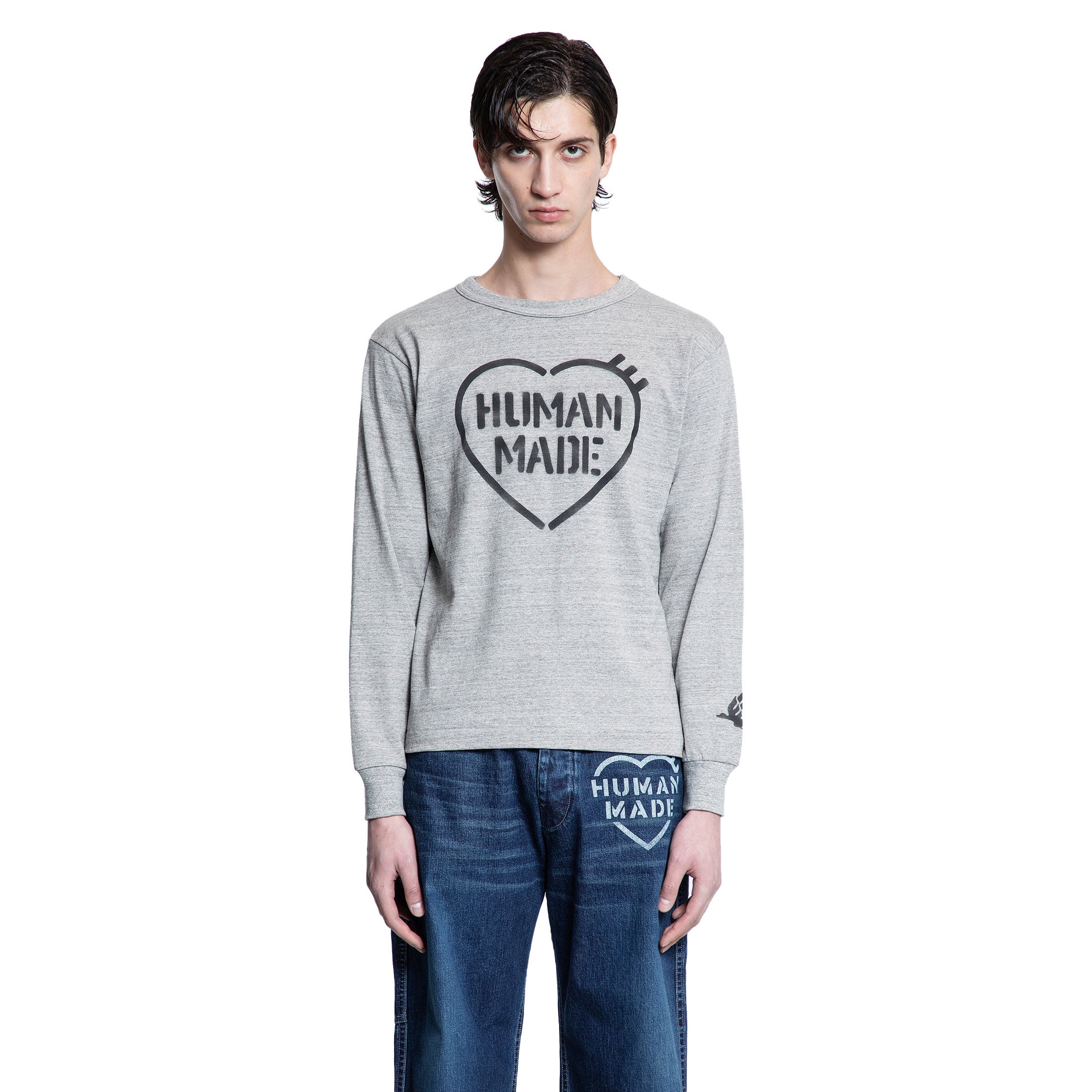 HUMAN MADE MAN GREY T-SHIRTS & TANK TOPS