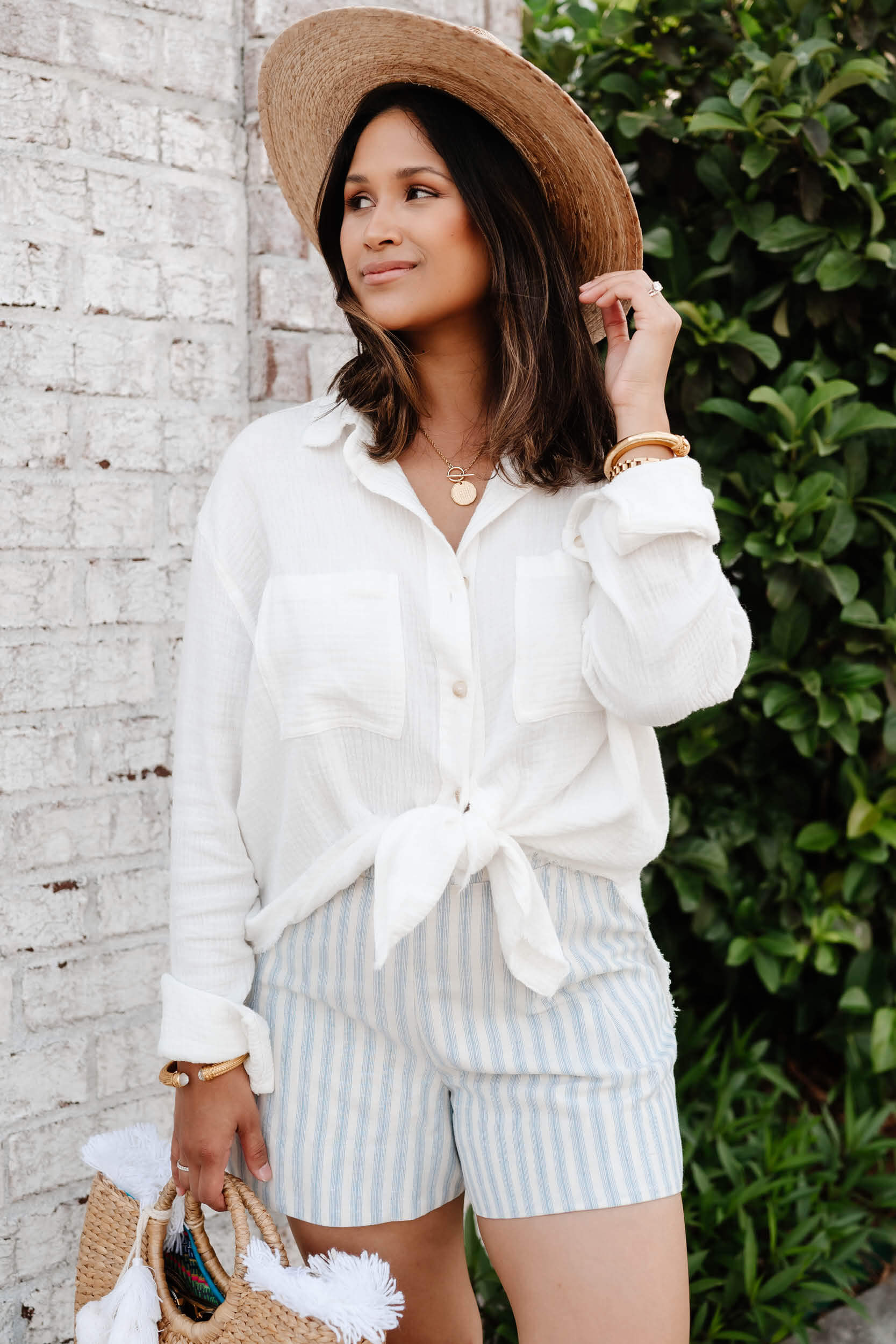 Beachside Gauze Button Front Shirt - Off White XL