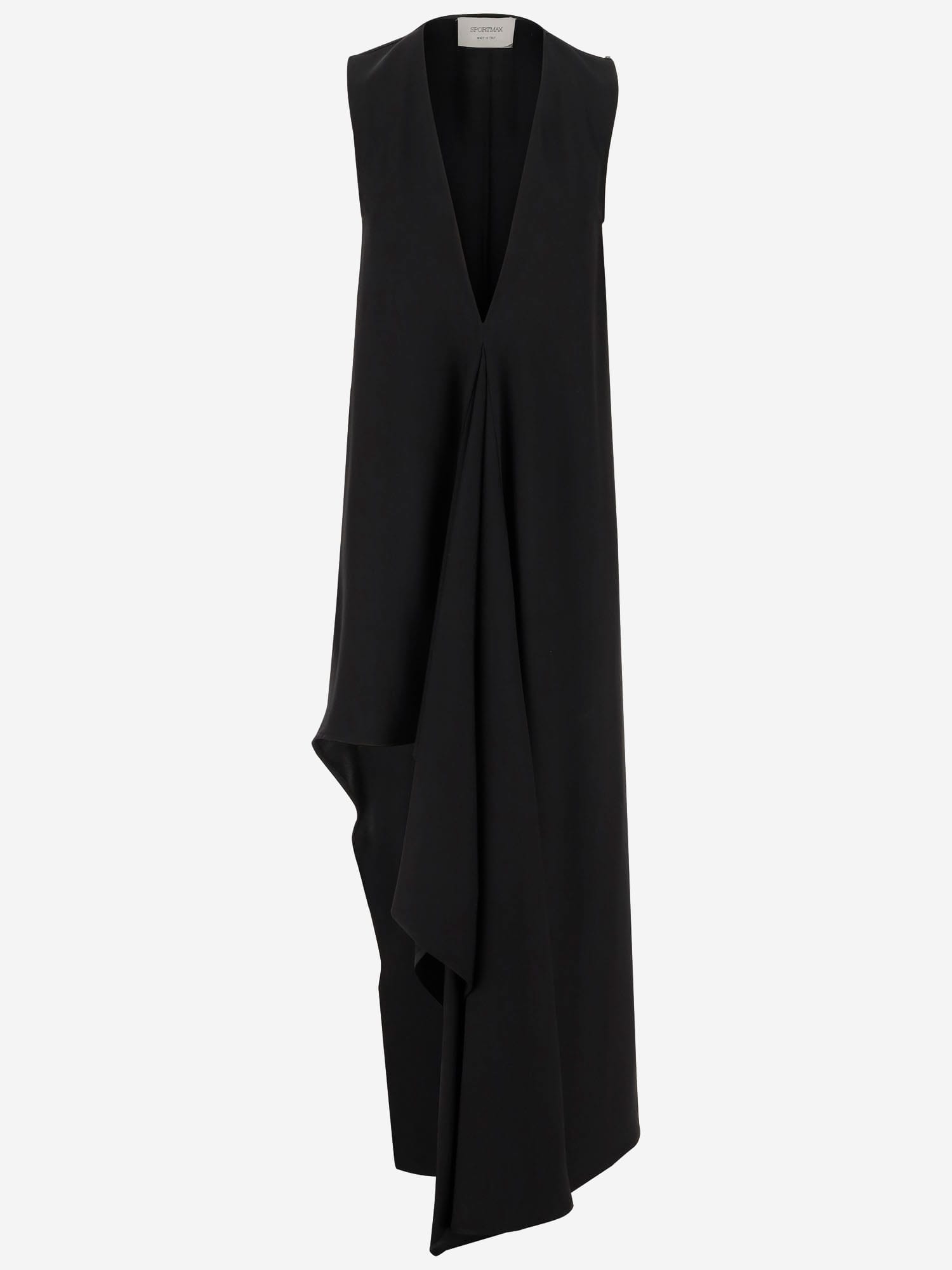 SportMax Long Asymmetrical Viscose Twill Dress