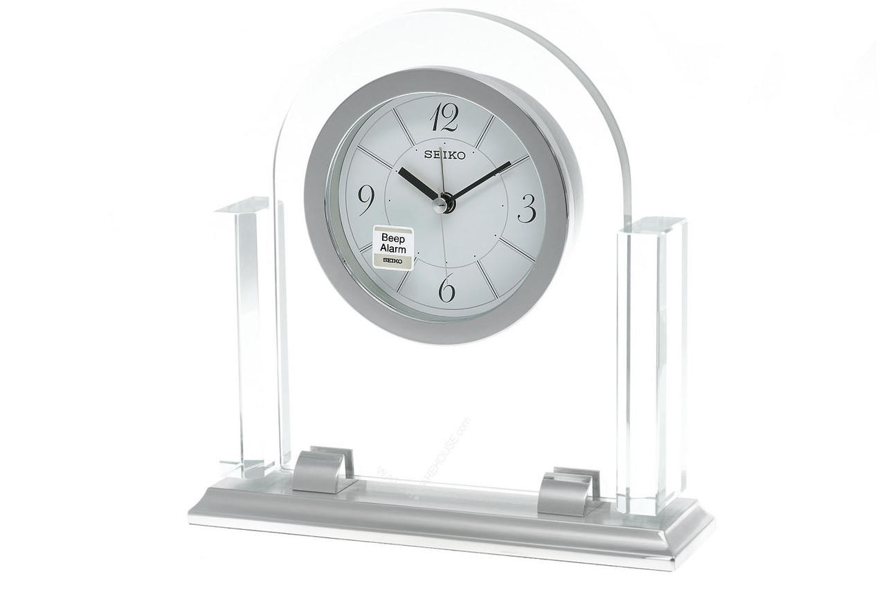 SEIKO Quartz White Dial Glass Table Clock QXE058XL