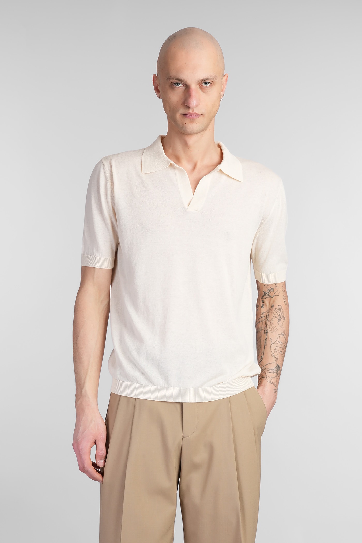 A Paper Kid Polo In Beige Cotton