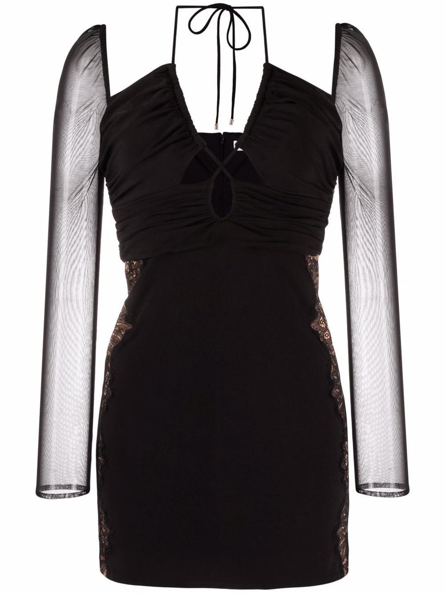 Self-Portrait Black Jersey Cut Out Mini Dress Clothing