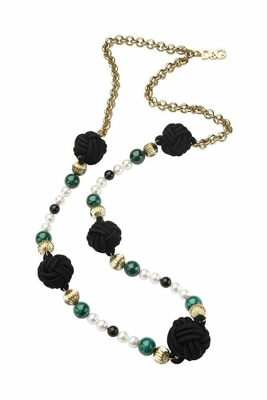 D & G Dolce & Gabbana Geisha Green Color Chain Steel Necklace DJ0858