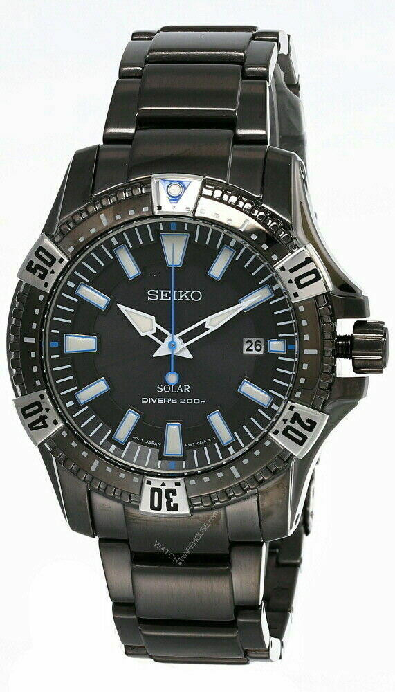 SEIKO Solar 45MM Black Dial S-Steel Men's Watch SNE281