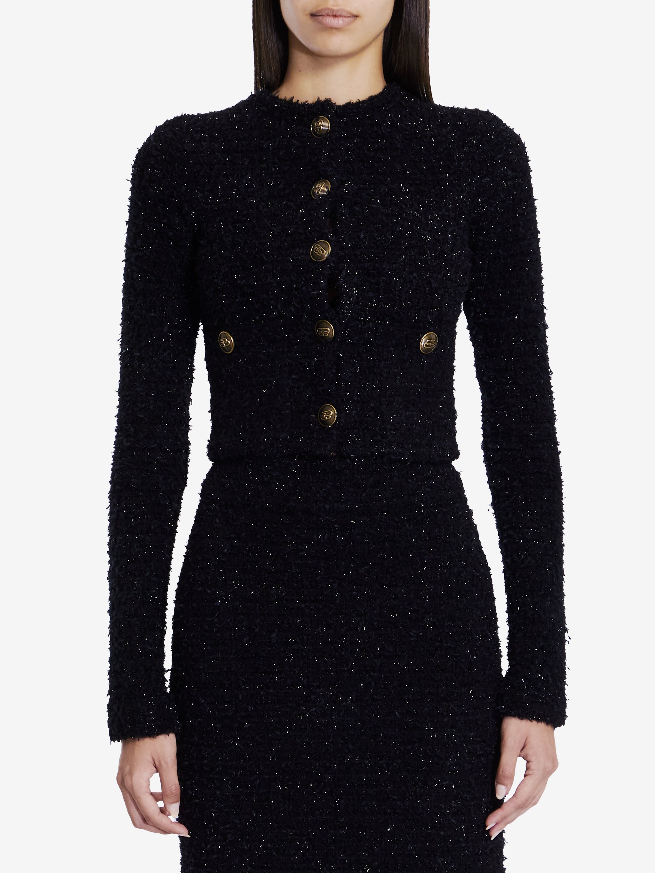 Cropped cardigan in tweed
