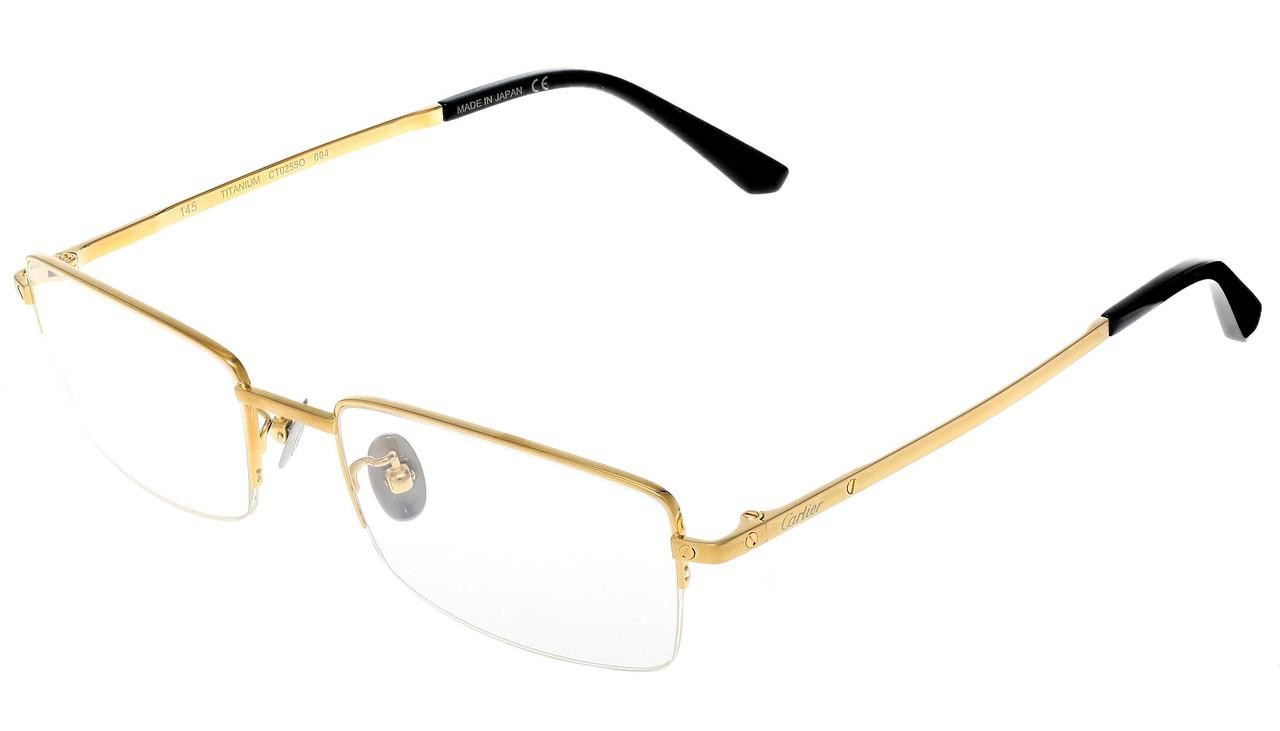 CARTIER Santos de Cartier Half-Rim 56-19-145 MM Gold/Titanium Men's Eyeglasses CT0255O 004