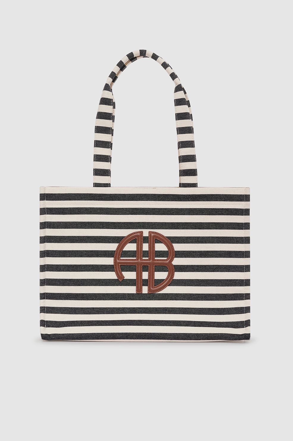 Lara Tote - Black And Natural Stripe One